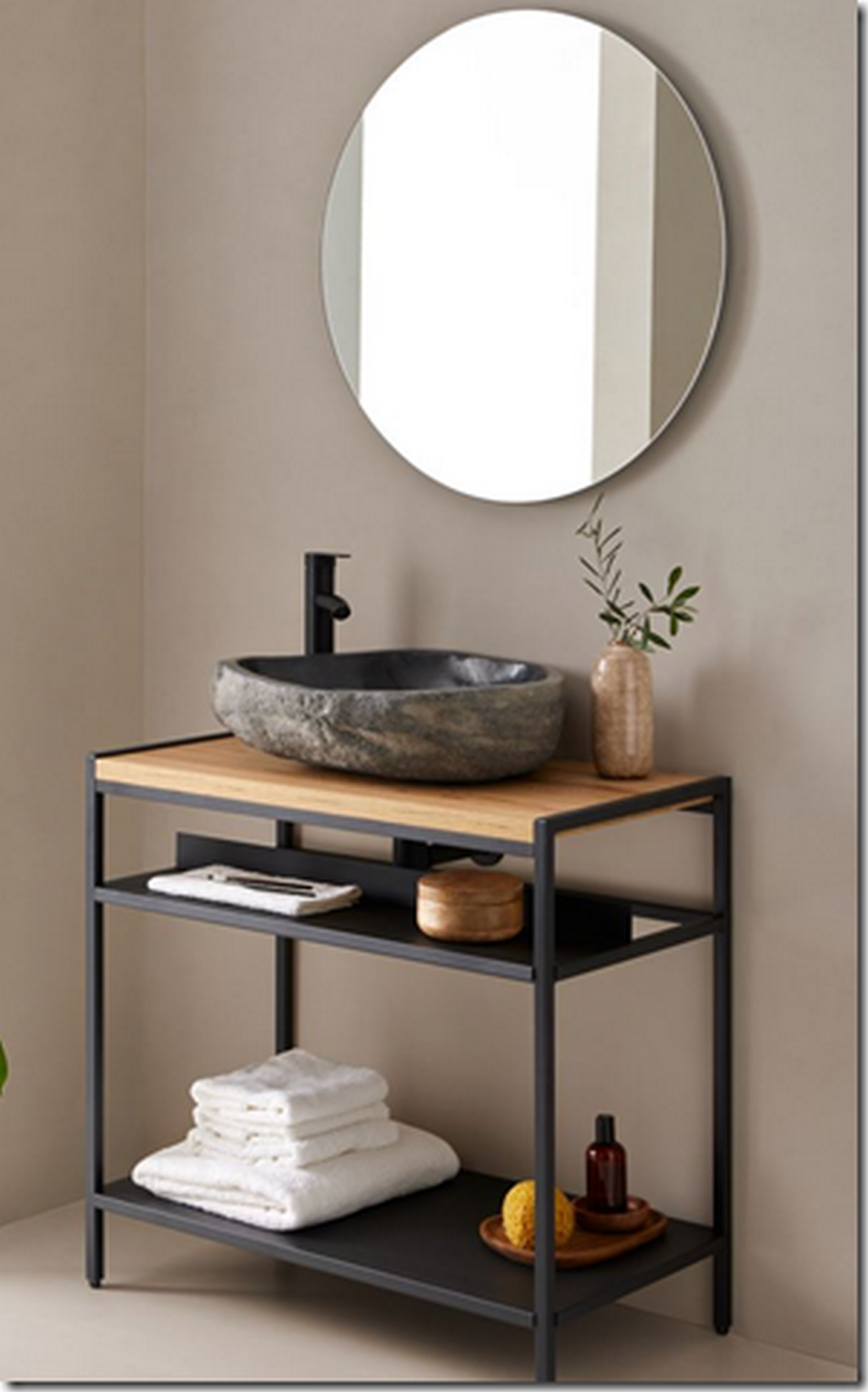 Móvel de casa de banho com tampo 84cm mel Lisboa - 2