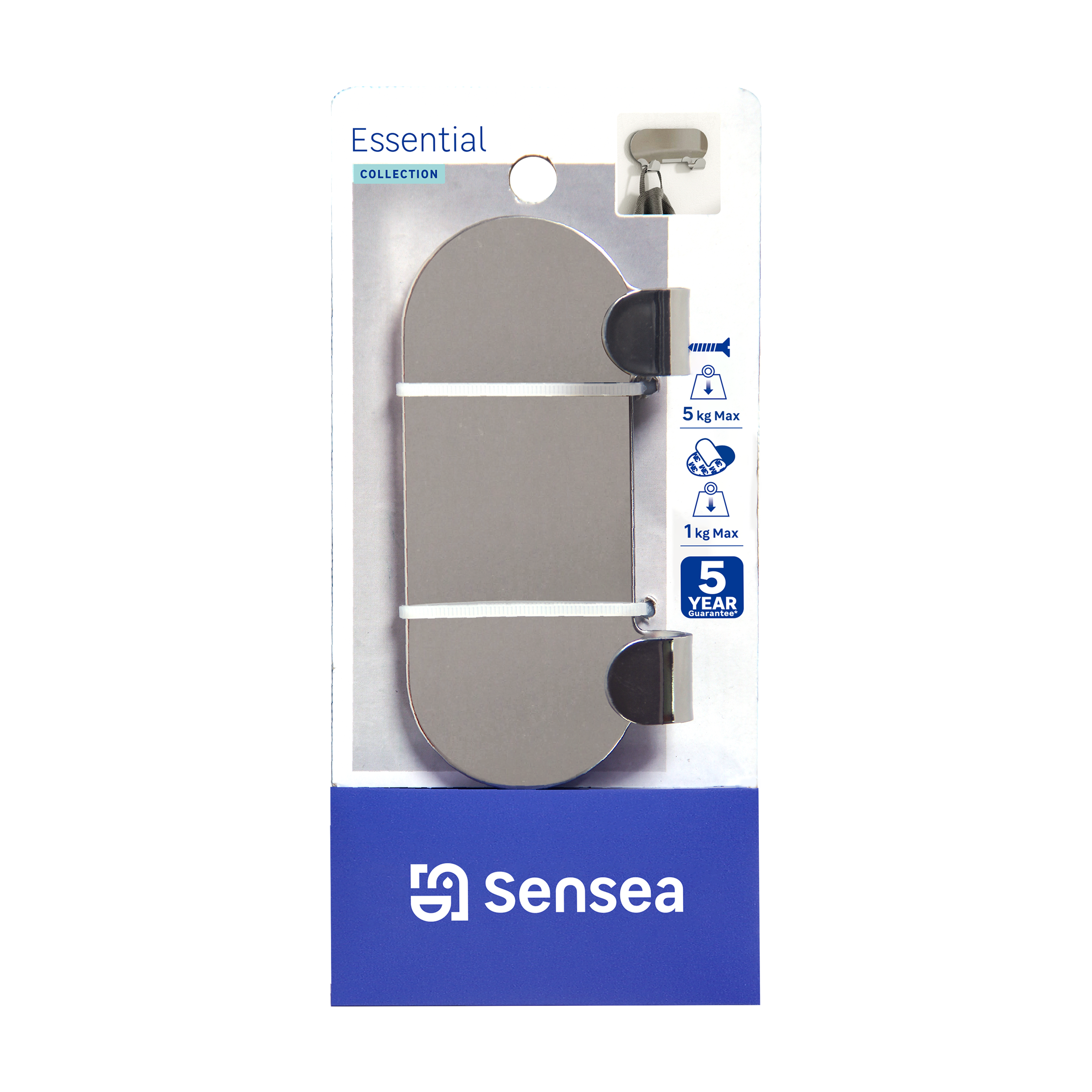 Haczyk łazienkowy podwójny samoprzylepny lub do przykręcenia Easy biały SENSEA - 4