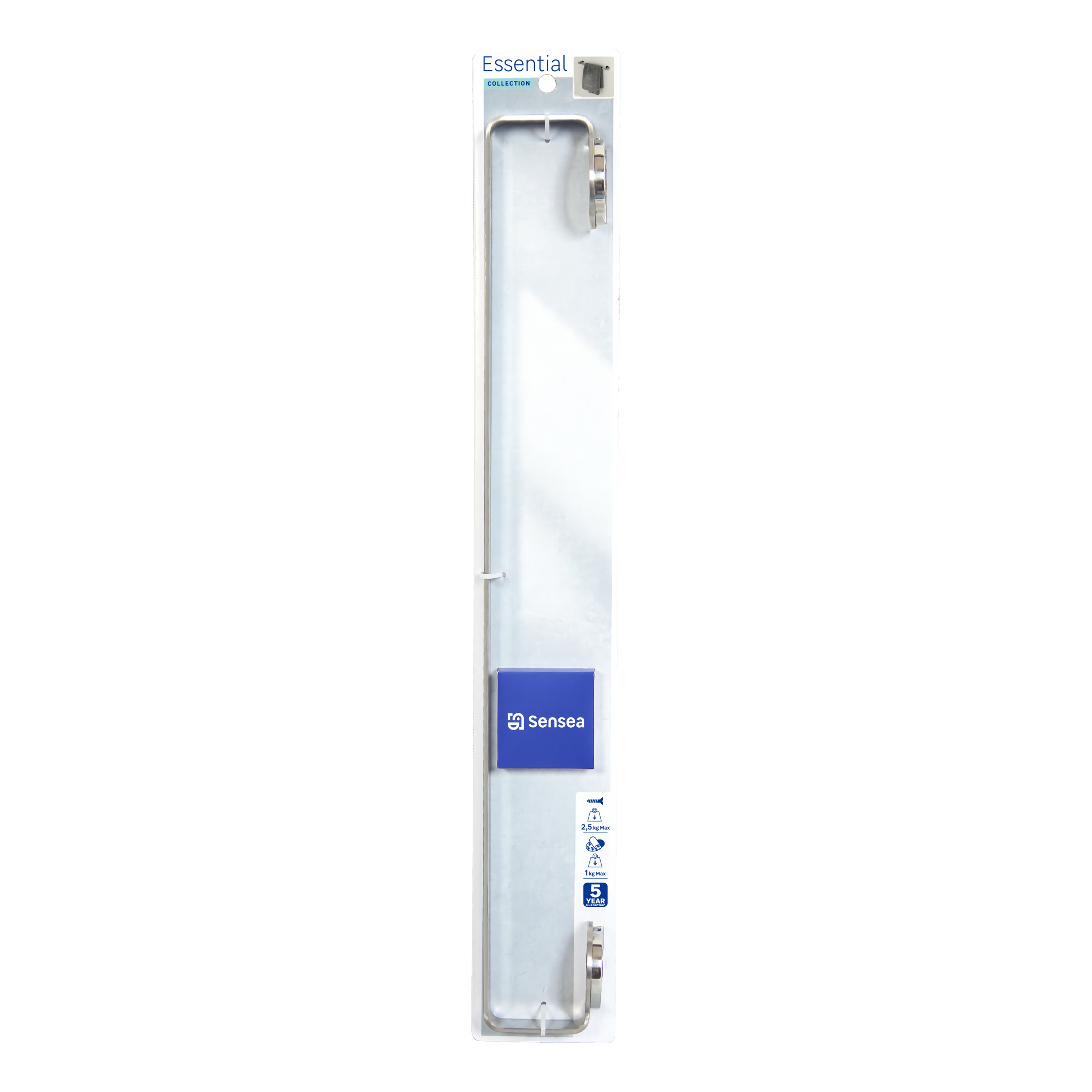 Porte-serviette barres 1 barre à visser / à coller / à monter argent Essential S - 7