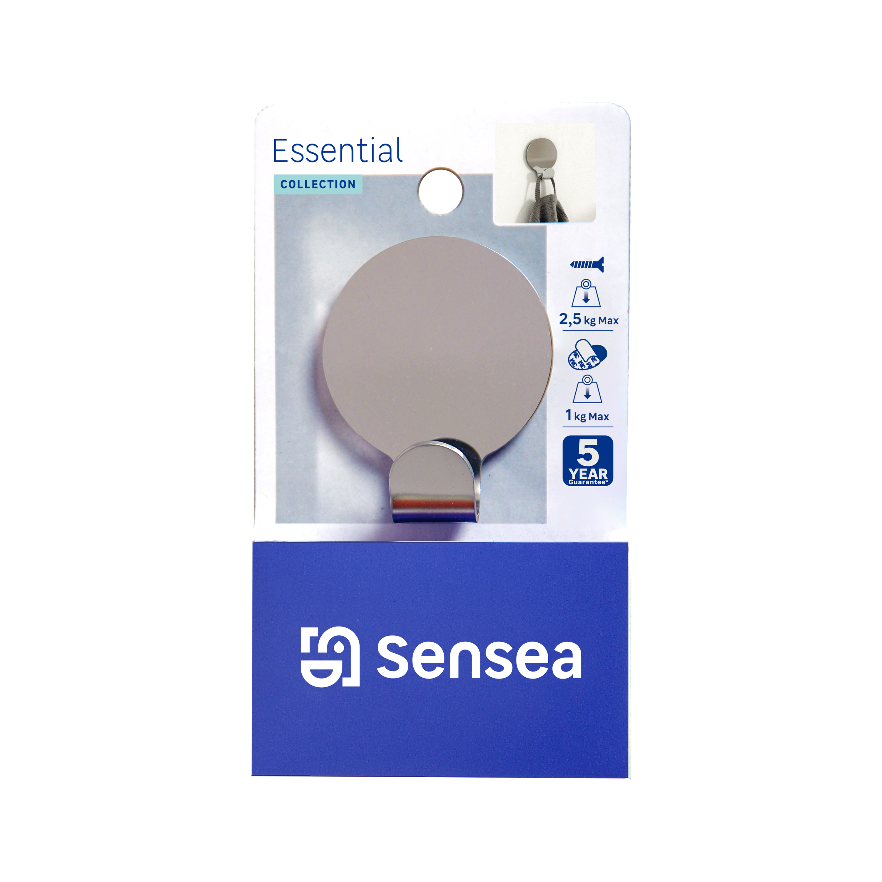 Patère à visser gris / argent Essential SENSEA - 7