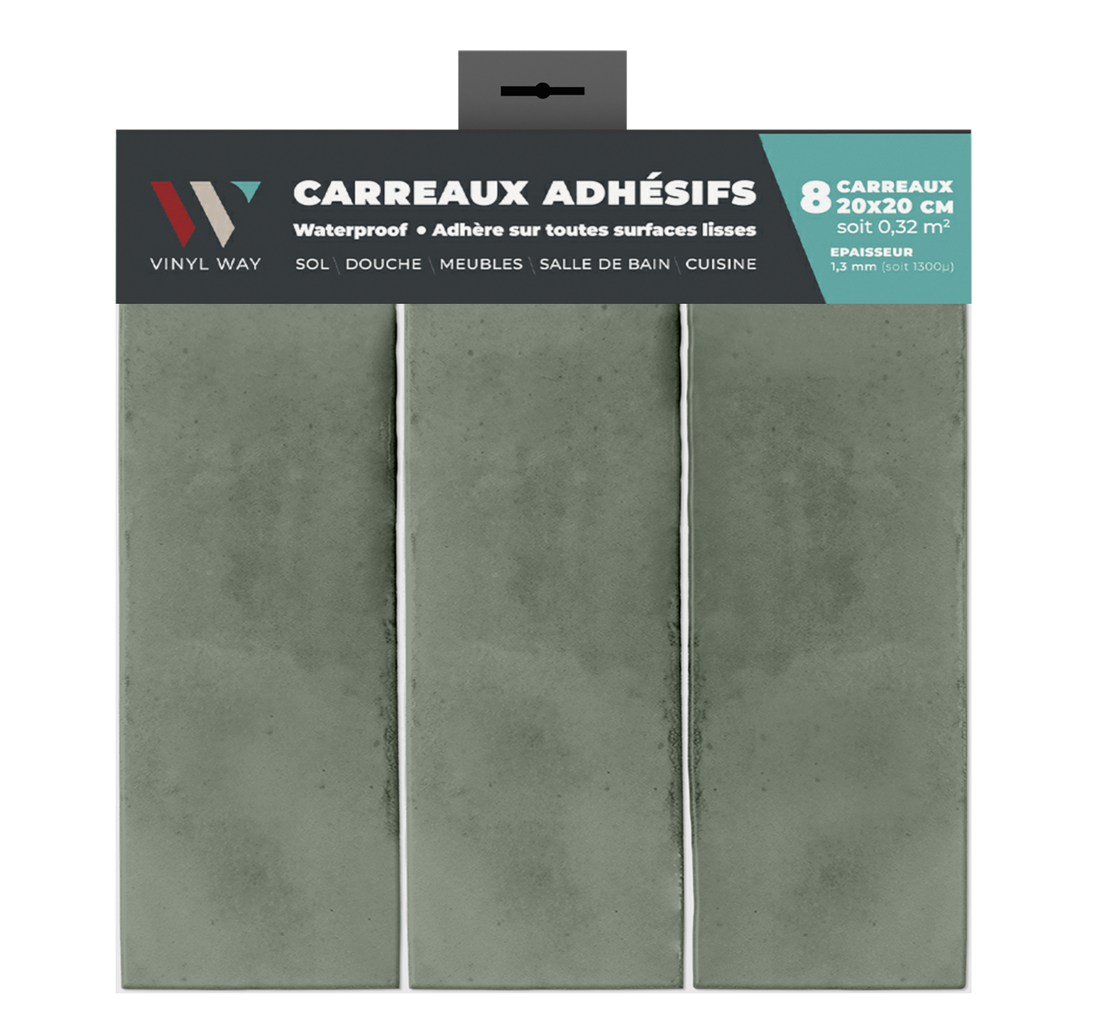 Lot de 8 adhésifs décoratifs massa, vert, 20 cm x 20 cm - 3