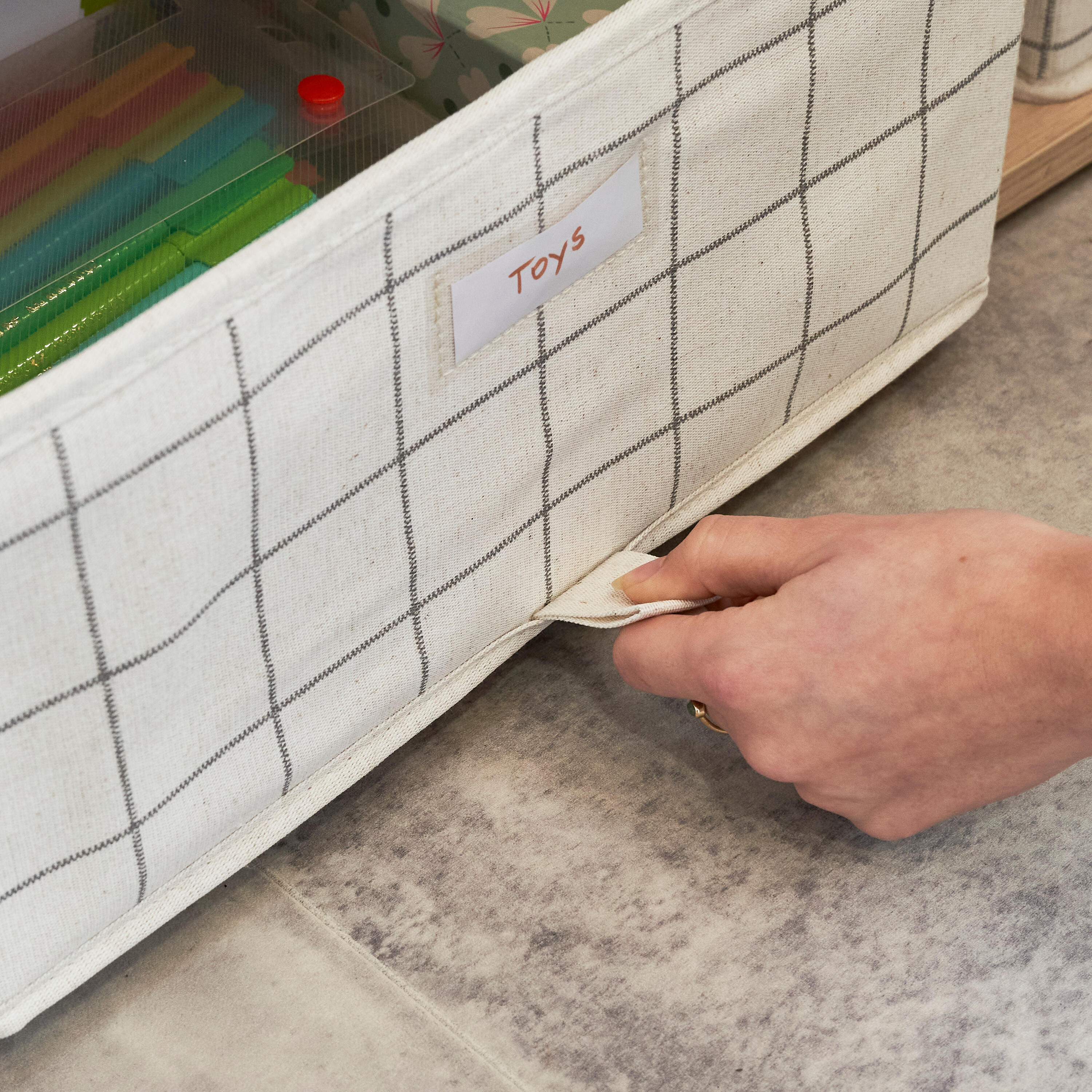 Panier SPACEO Evo'M XS Quadrillé bleu H.16 x l.36 x P.35 cm - 5