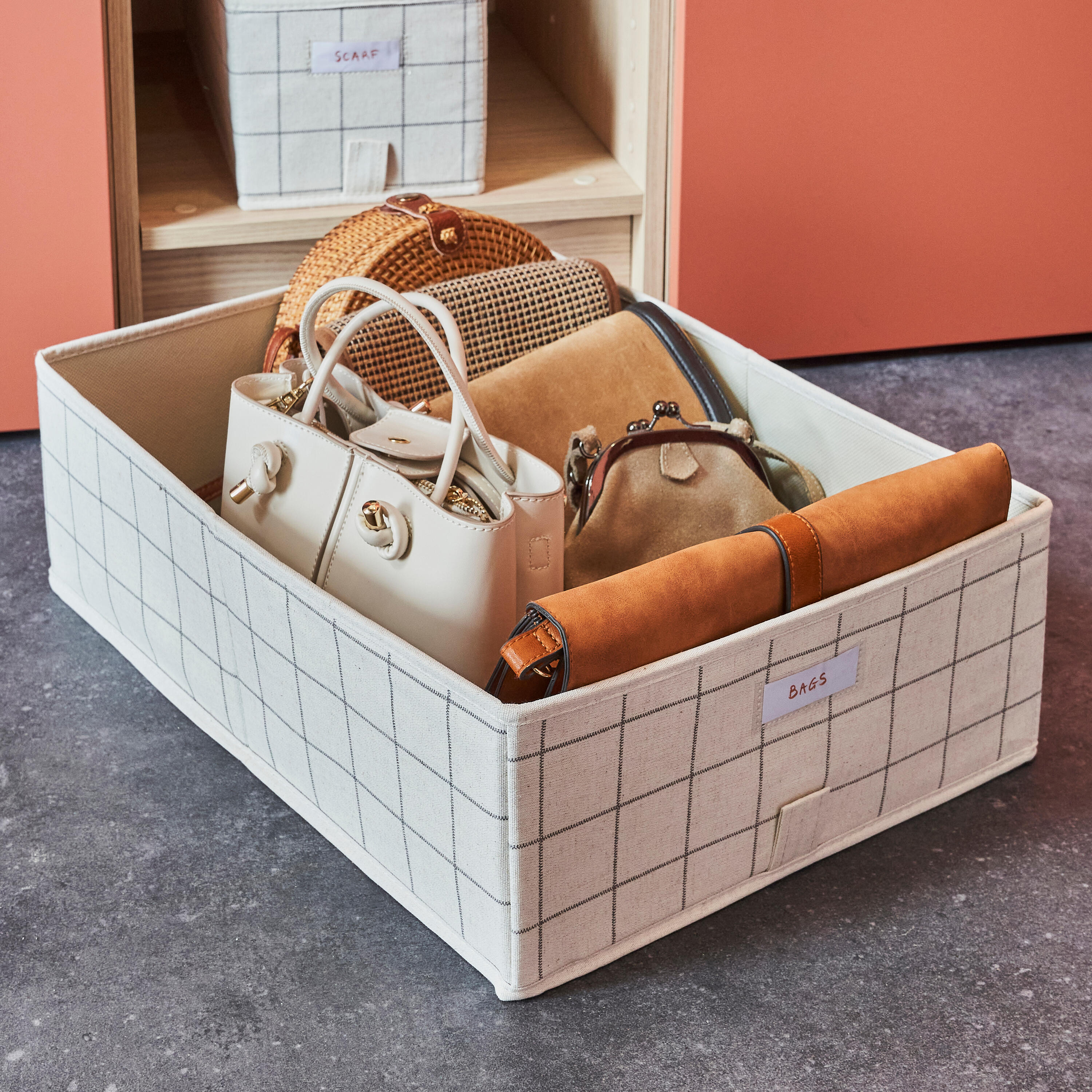 Panier SPACEO Evo'M XL Quadrillé bleu H.16 x l.36 x P.50 cm - 2