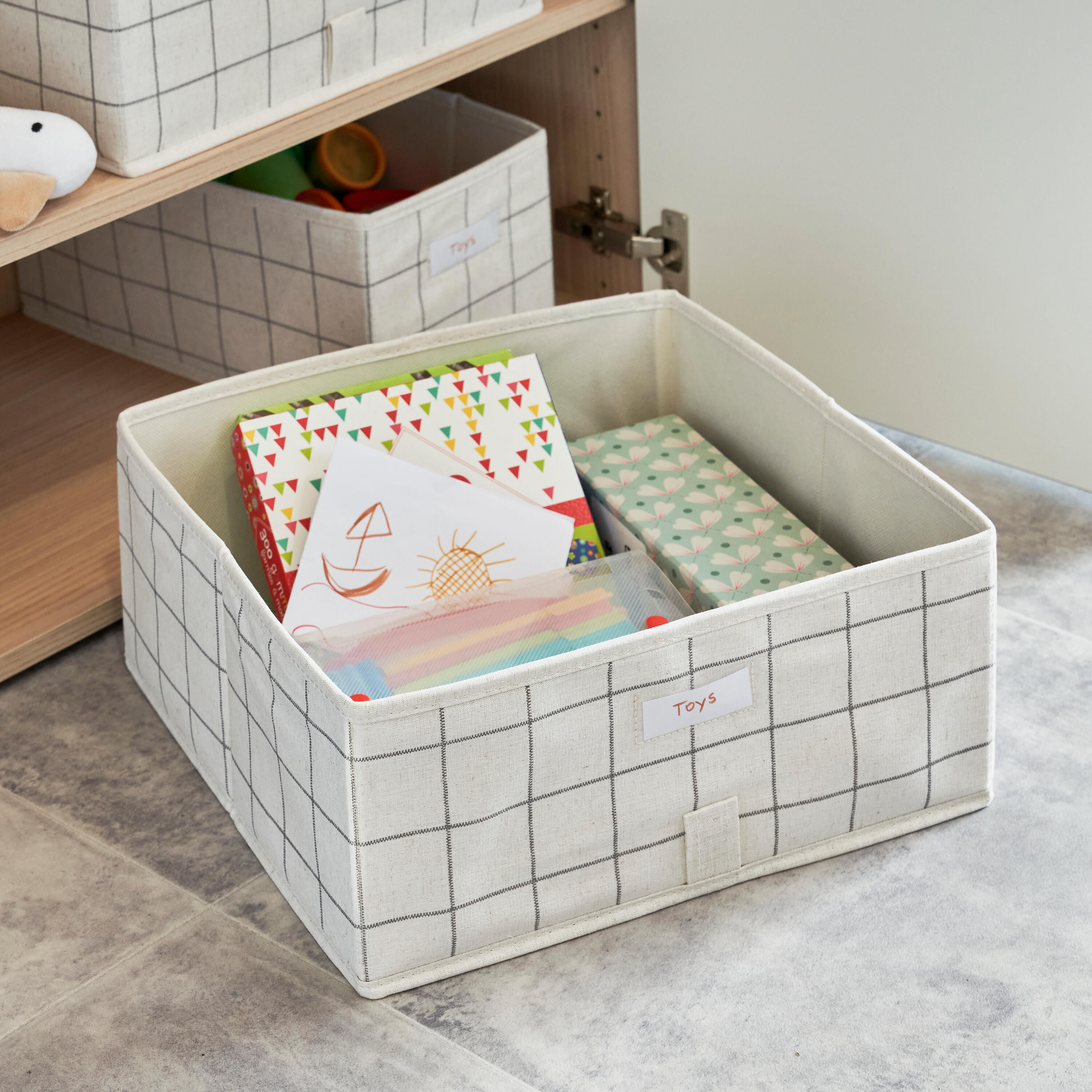 Panier SPACEO Evo'M XS Quadrillé bleu H.16 x l.36 x P.35 cm - 2