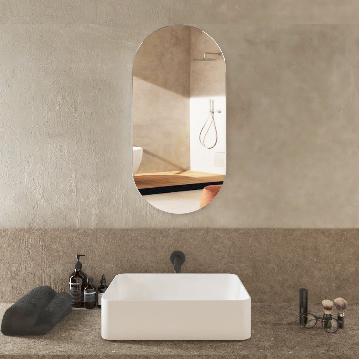 Specchio ovale in pvc acciaio 40 x 80 cm - 3
