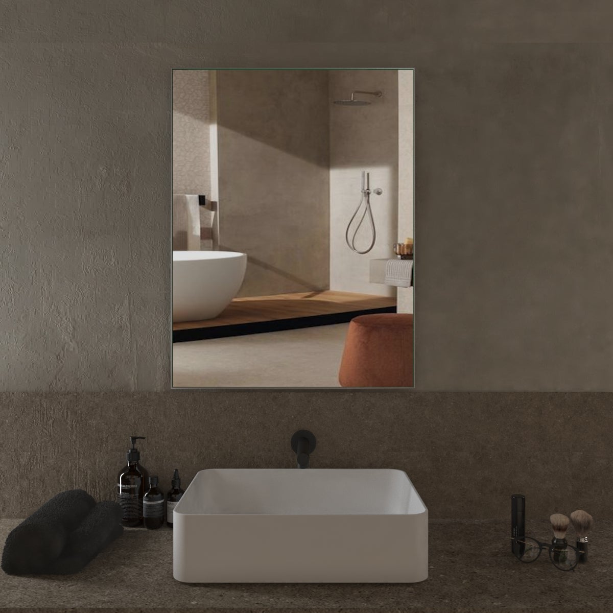 Specchio rettangolare in pvc acciaio 60 x 80 cm - 2