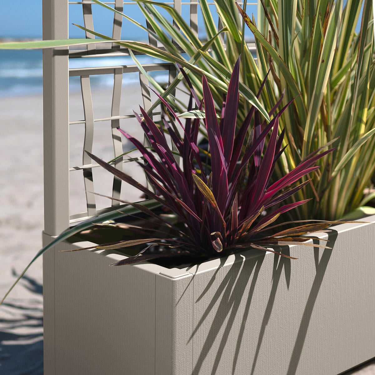 Fioriera con grigliato ETHICA STEFANPLAST in polipropilene avorio H 140 x P 36 cm - 5