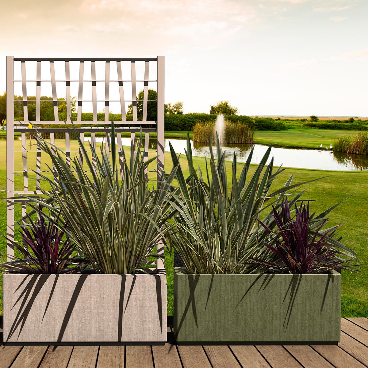 Fioriera ETHICA STEFANPLAST in polipropilene verde oliva H 36 cm L 80 x P 36 cm - 3