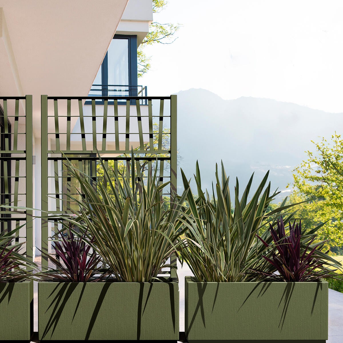 Fioriera ETHICA STEFANPLAST in polipropilene verde oliva H 36 cm L 80 x P 36 cm - 2