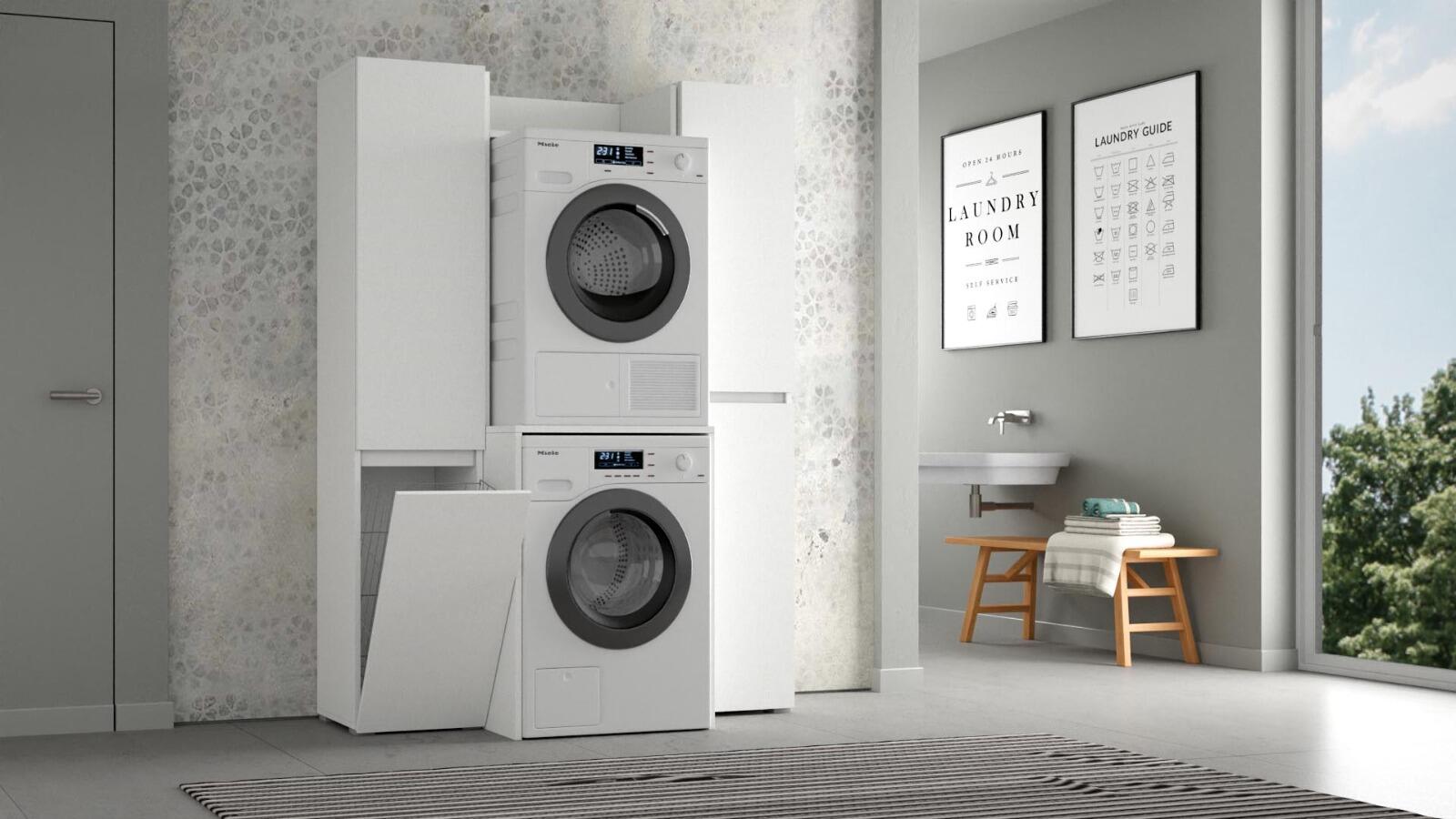 Mobile lavanderia Laundry EL126 in truciolare bianco P 58 x L 65 x H 195 cm - 8