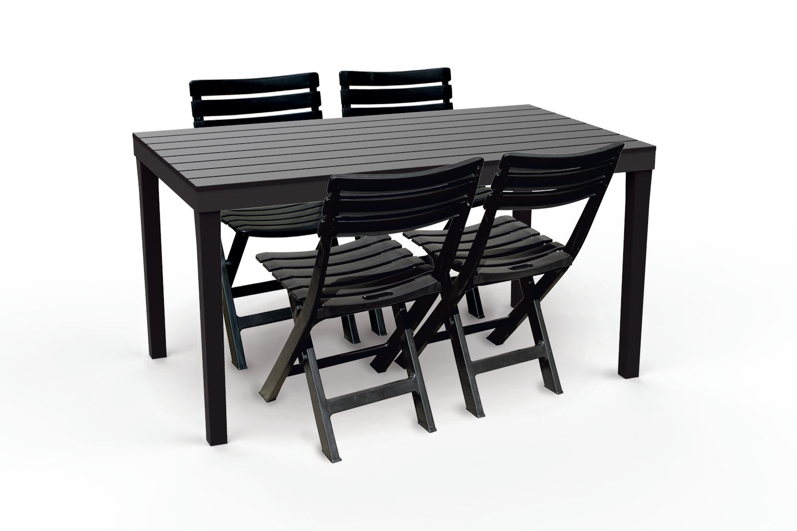 Tavolo da pranzo per giardino Sumatra struttura e superficie in resina antracite per 6 persone 138x78cm - 5