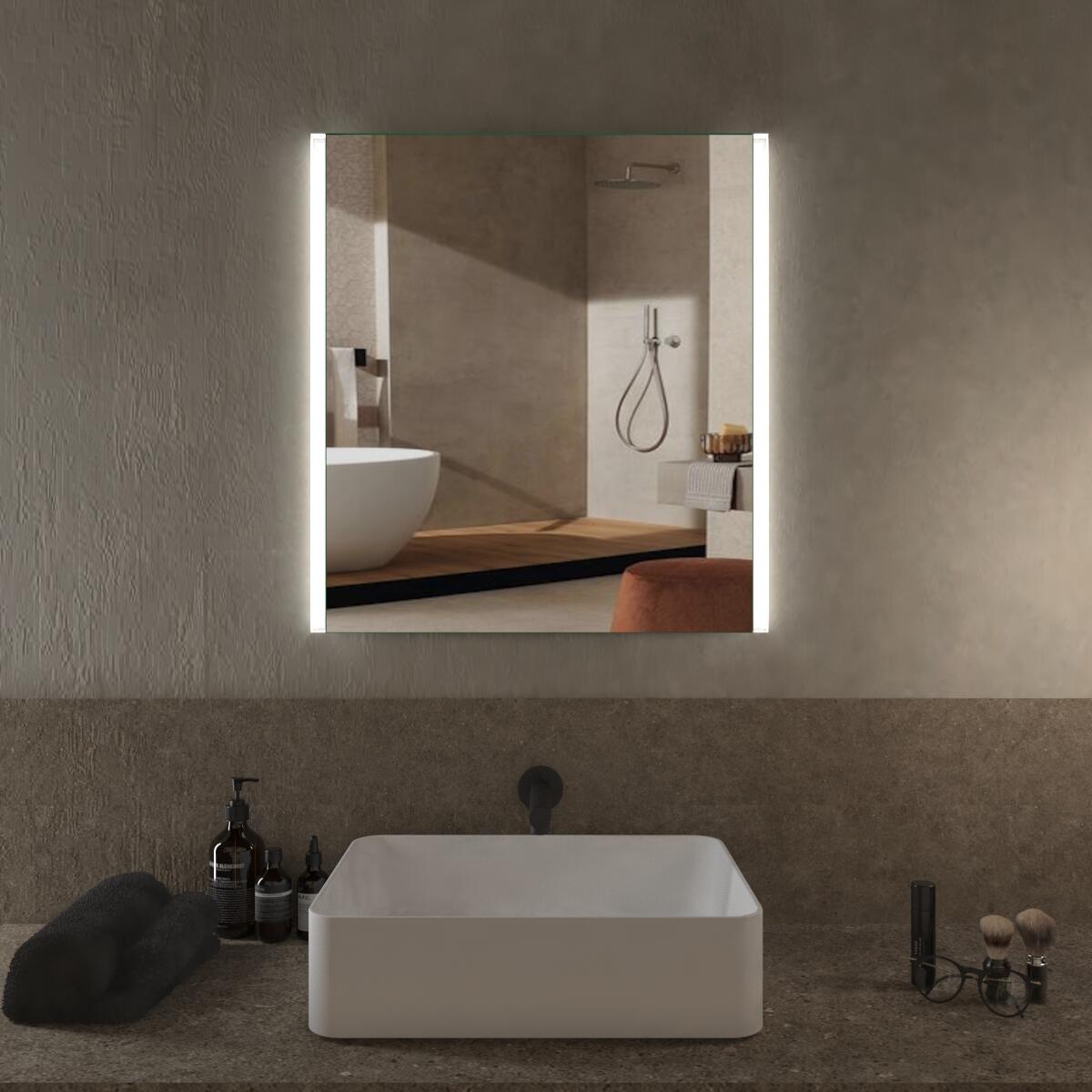 Specchio con illuminazione integrata completo di faretto bagno rettangolare L 60 x H 70 x P 2.5 cm - 2