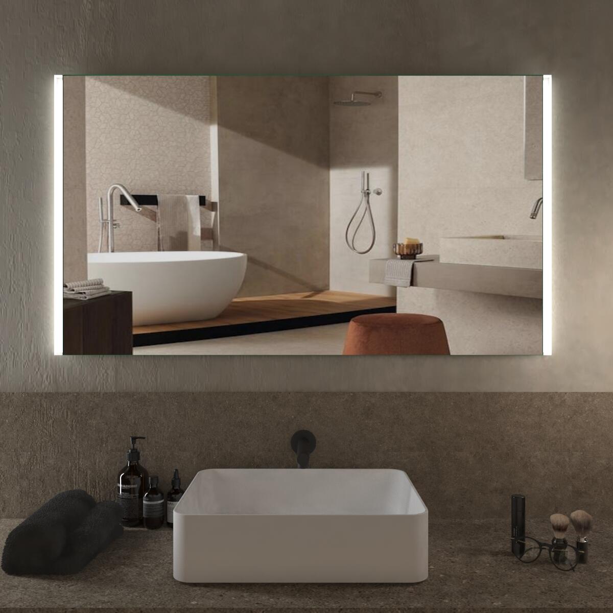 Specchio con illuminazione integrata completo di faretto bagno rettangolare L 120 x H 70 x P 2.5 cm - 2