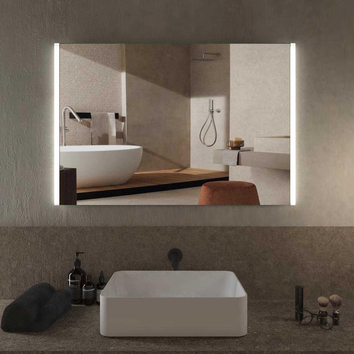 Specchio con illuminazione integrata completo di faretto bagno rettangolare L 100 x H 70 x P 2.5 cm - 2