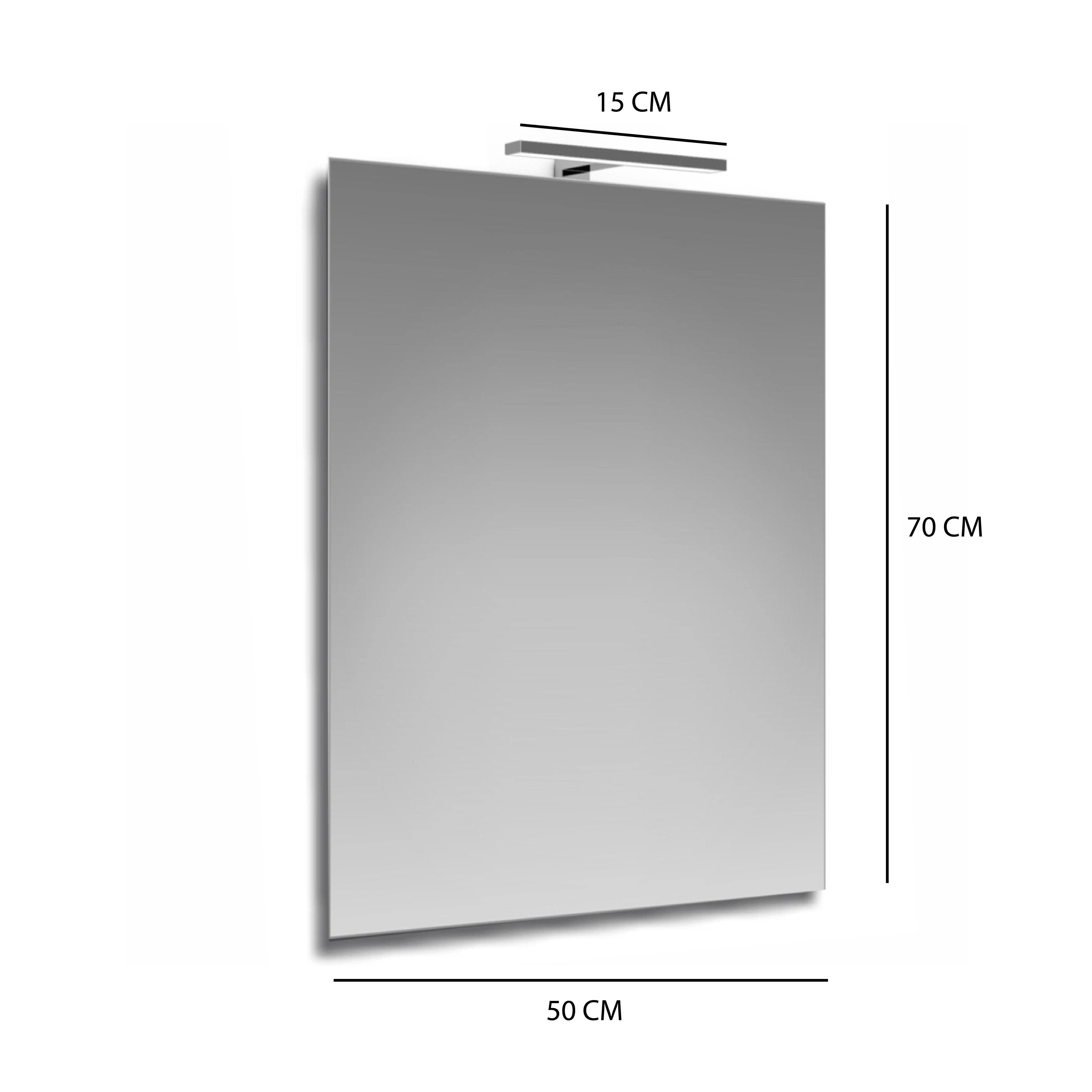 Specchio con illuminazione integrata completo di faretto bagno rettangolare L 50 x H 70 x P 2.5 cm - 3