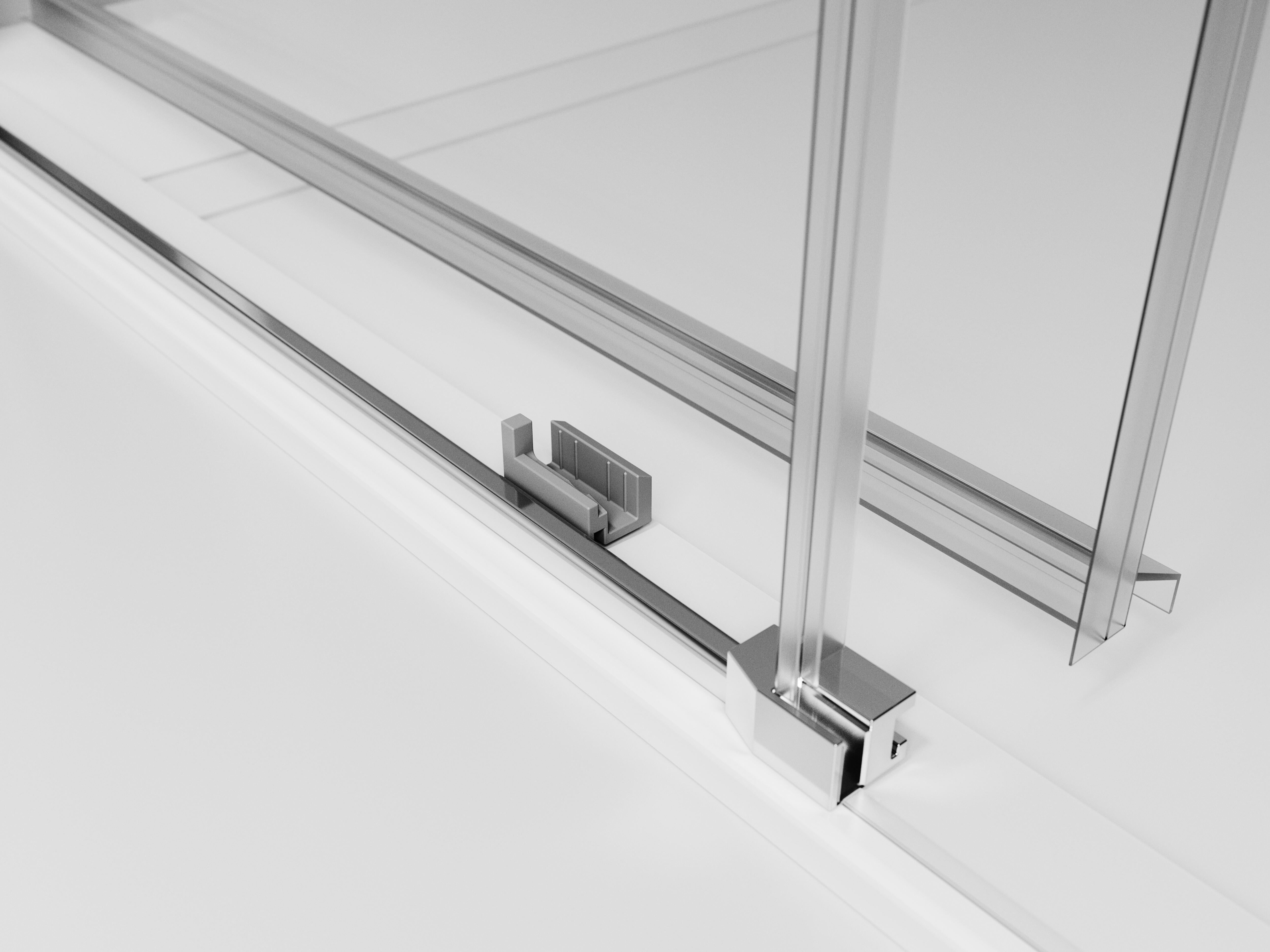 Mampara de ducha corredera 1 hoja fija + 1 puerta corredera Prisma. Perfil aluminio plata. Ancho adaptable (130-135)x200 cm Cristal templado de seguridad transparente 6mm. Cierre magnético. Sin guía inferior Duscholux - 4