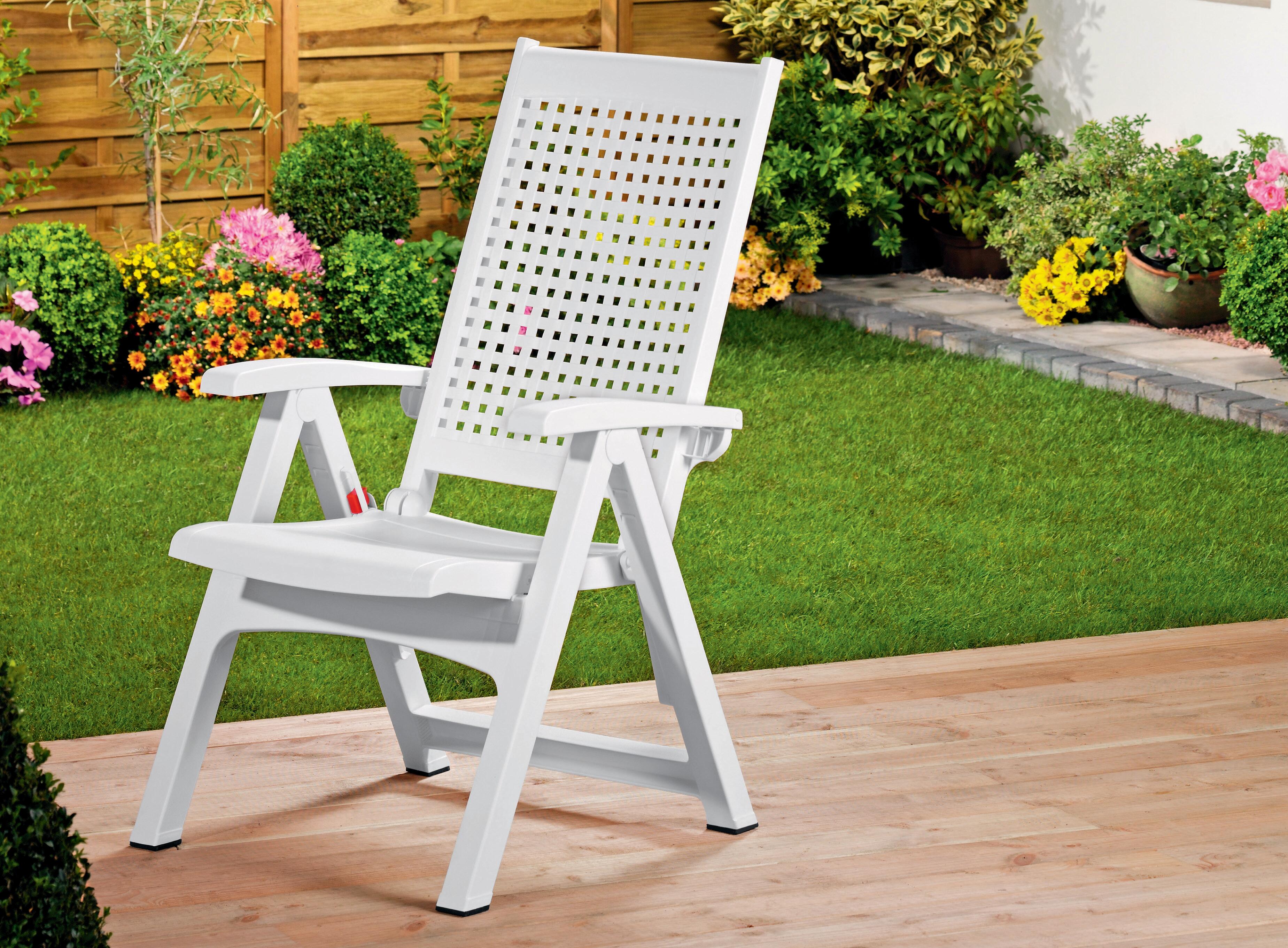 Silla de exterior multiposición de resina Shaf blanco - 2