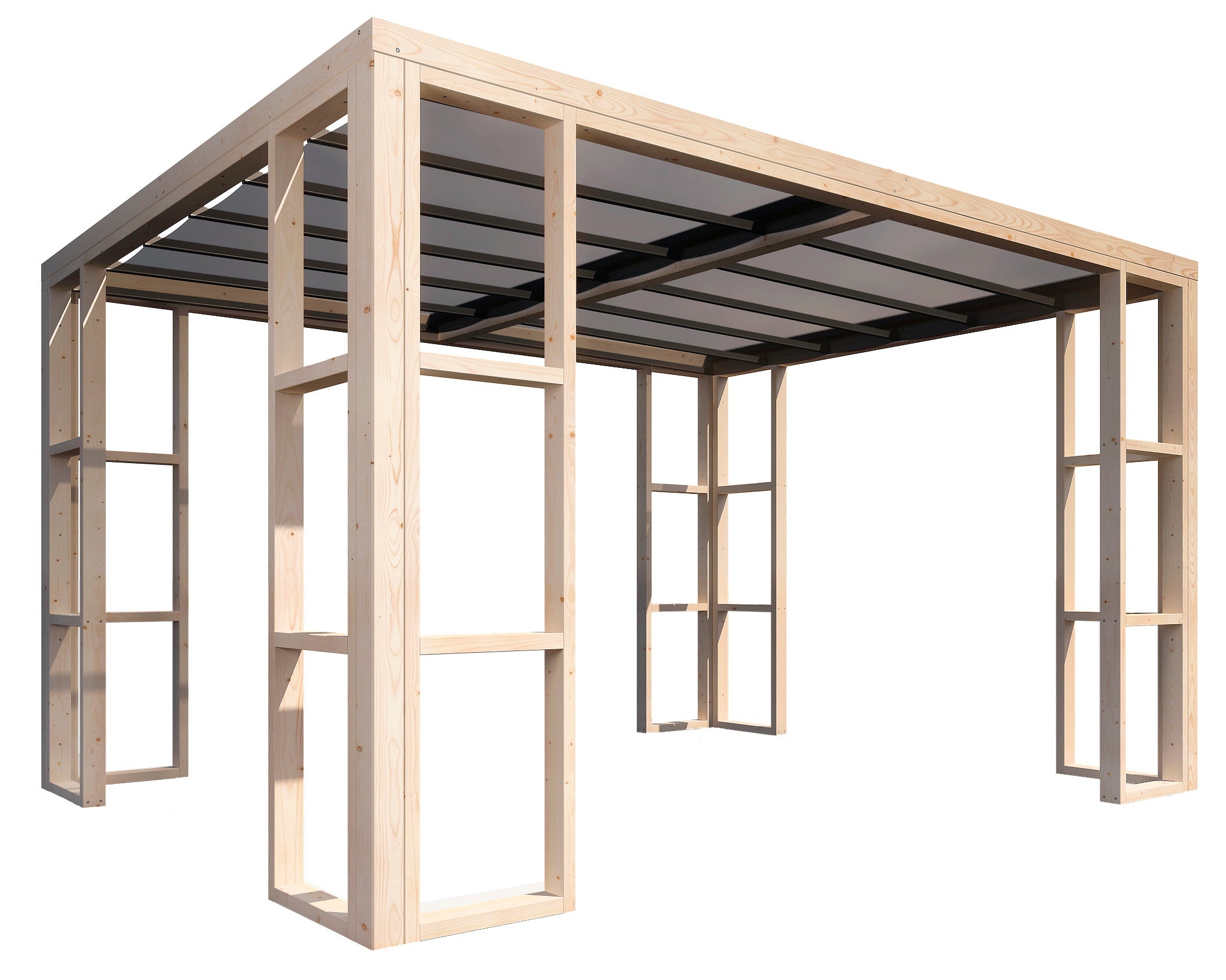 Pérgola de madera domo amber de 3 x 4 m con toldo