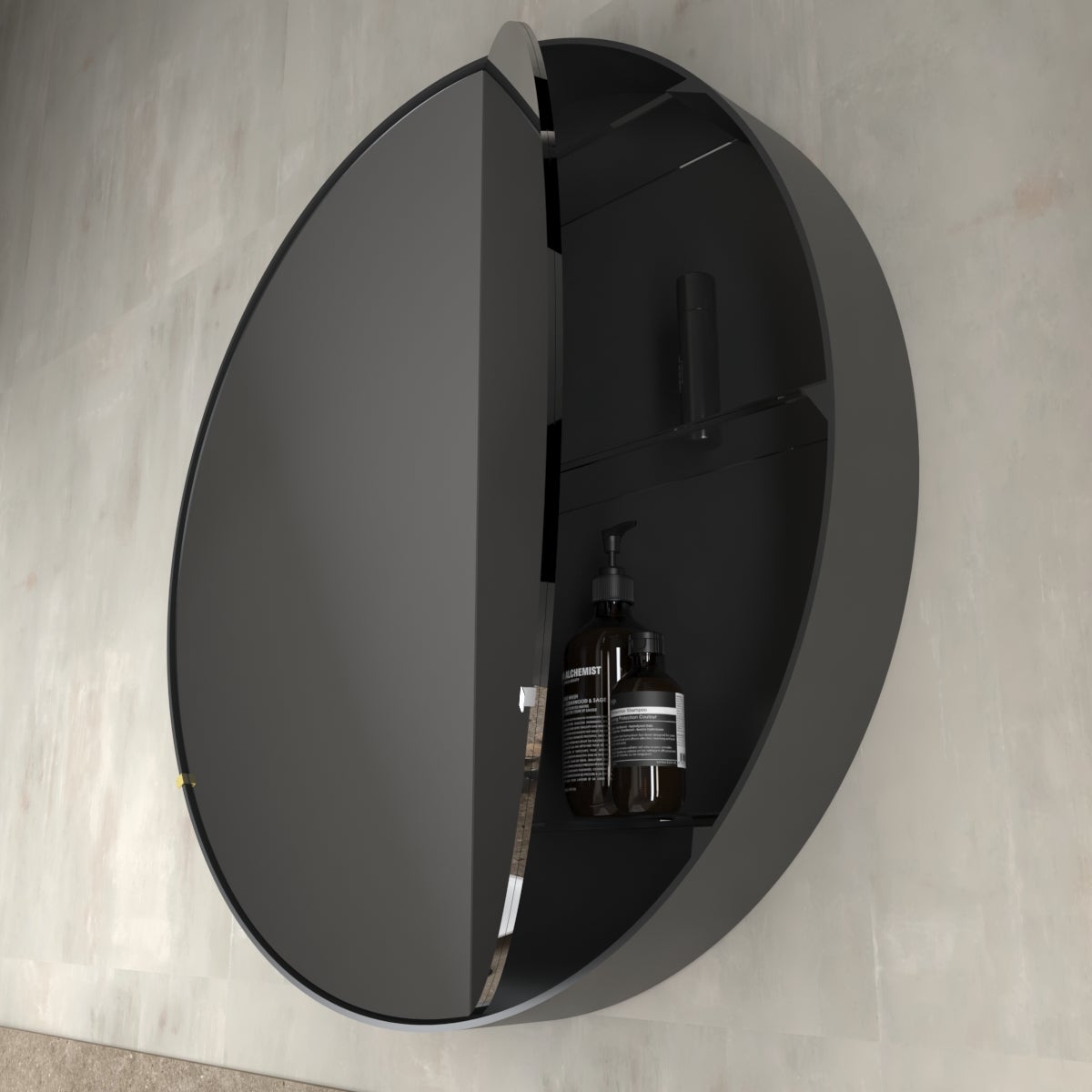 Specchio contenitore nero, 2 ante apertura da sinistra P 17 x L 80 x H 80 cm - 2
