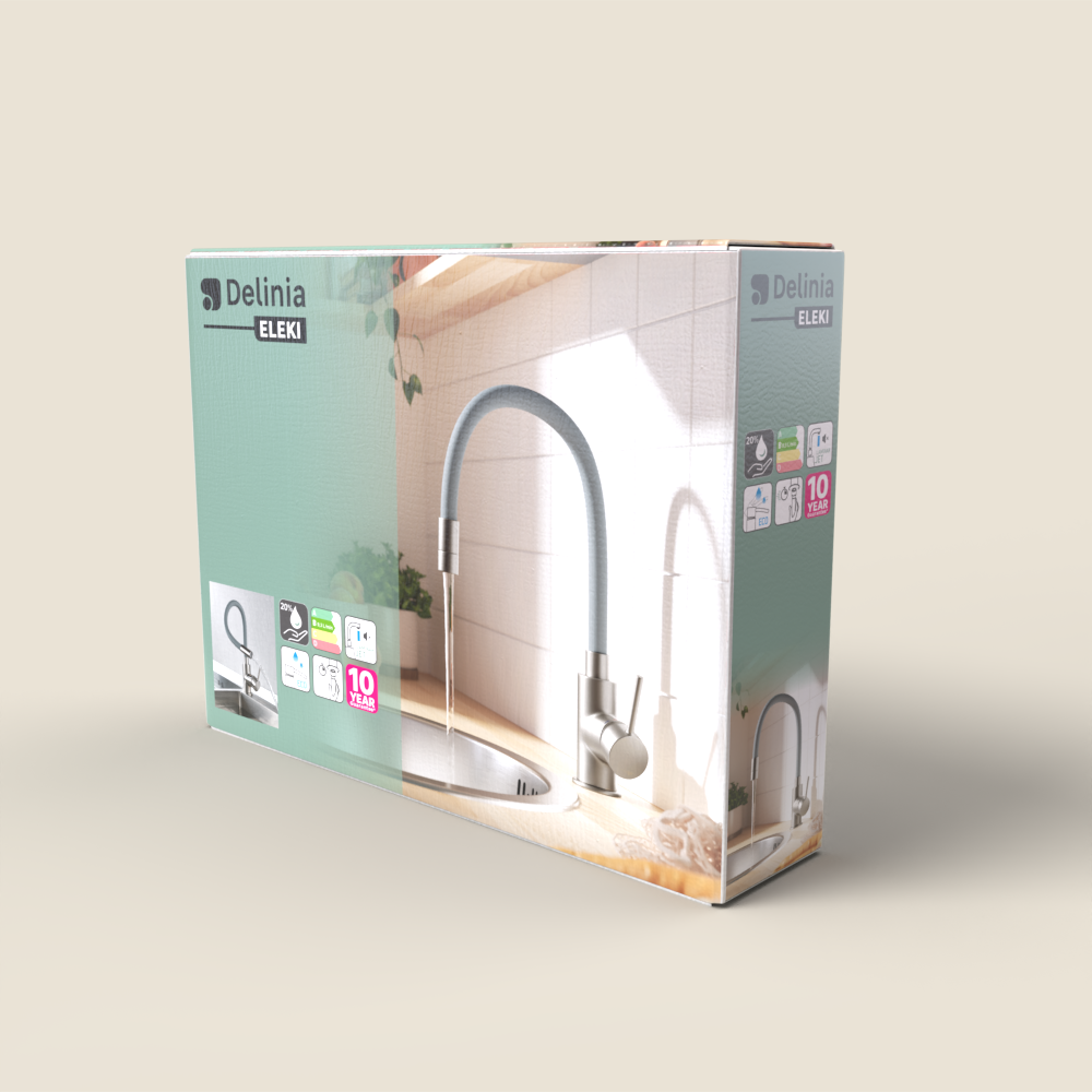 Robinet de cuisine avec bec flexible DELINIA Eleki gris - 10