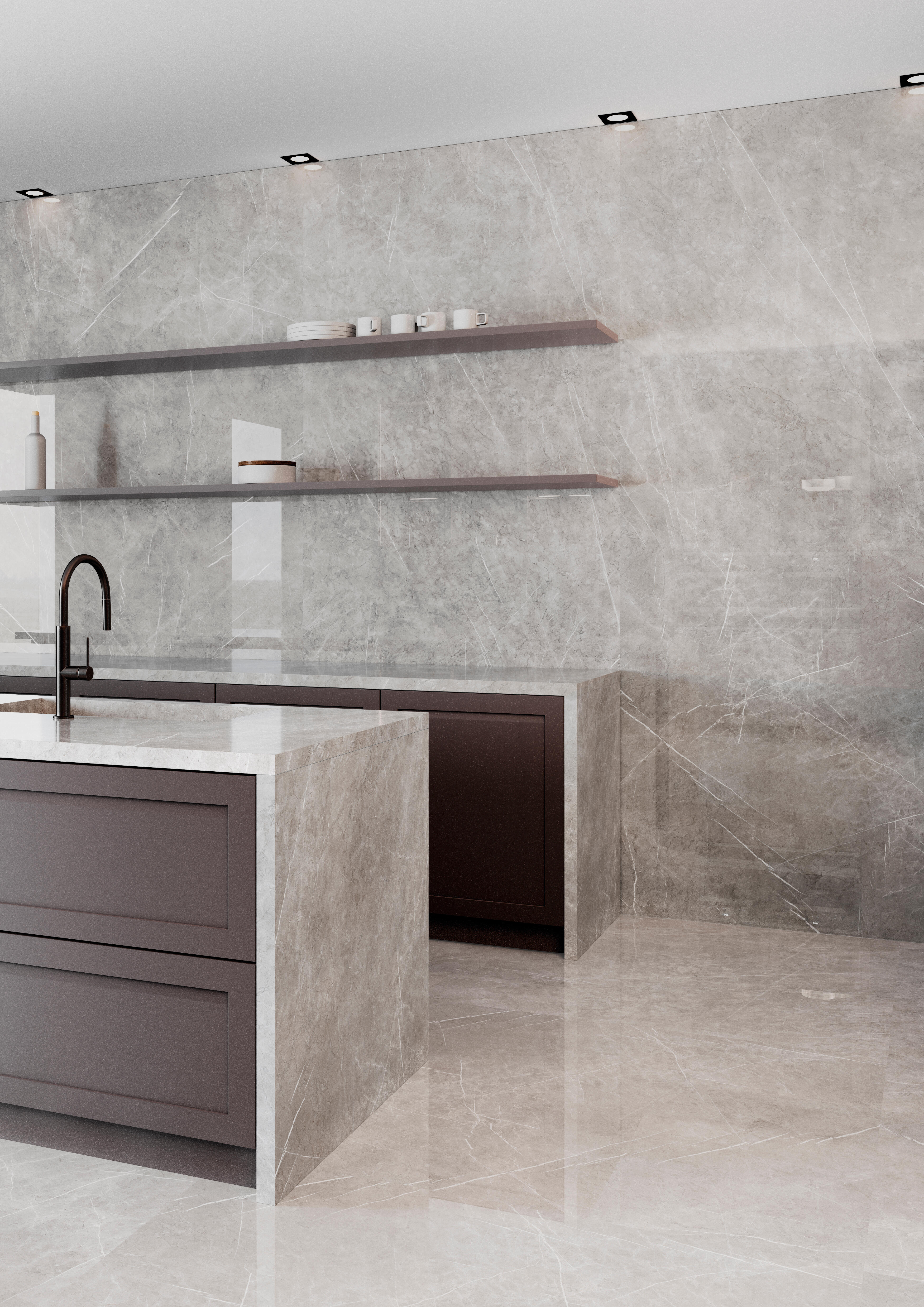 Suelo porcelánico aran efecto mármol gris 120x120 cm