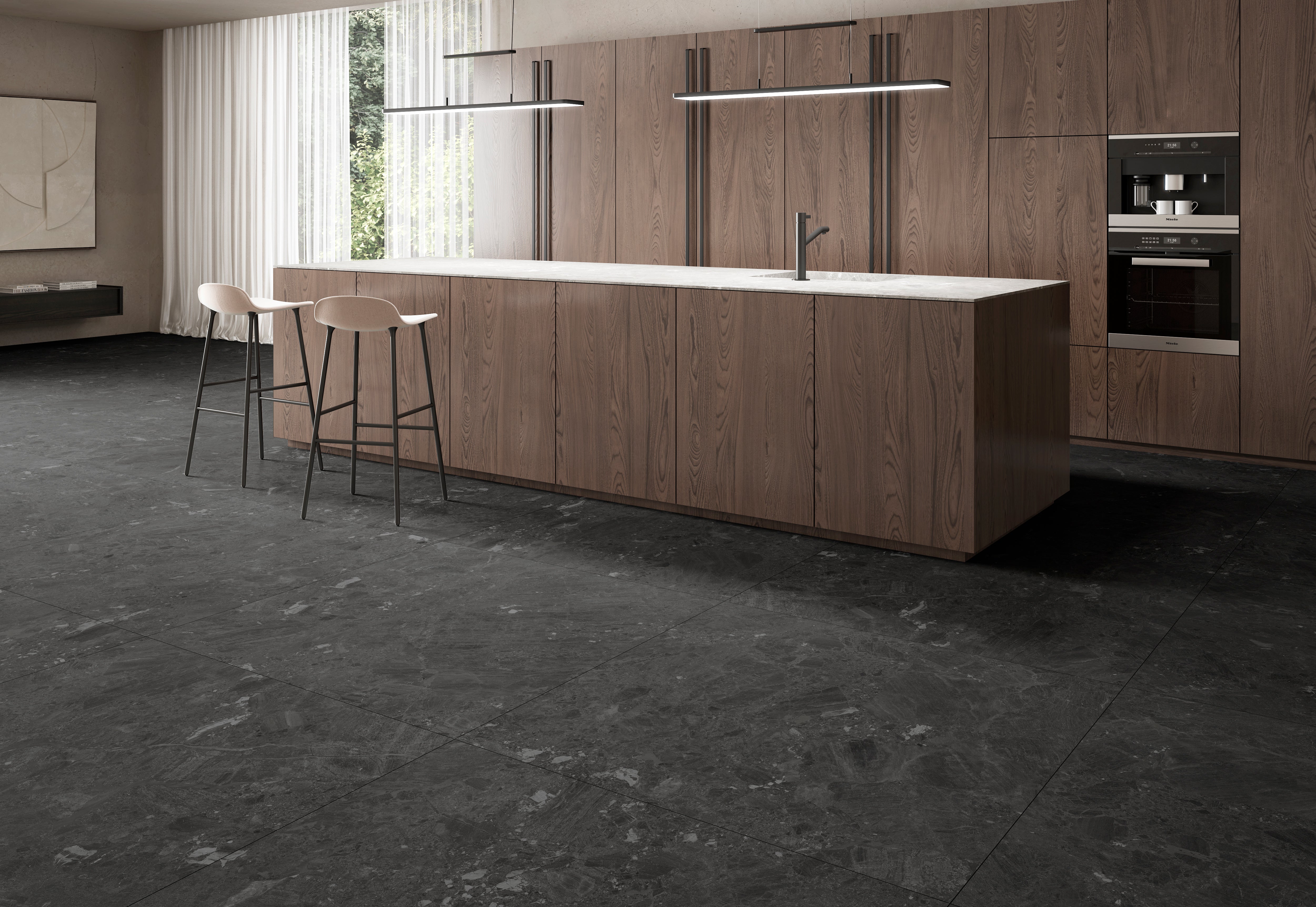 Suelo porcelánico mystery efecto mármol negro 120x120 cm c1