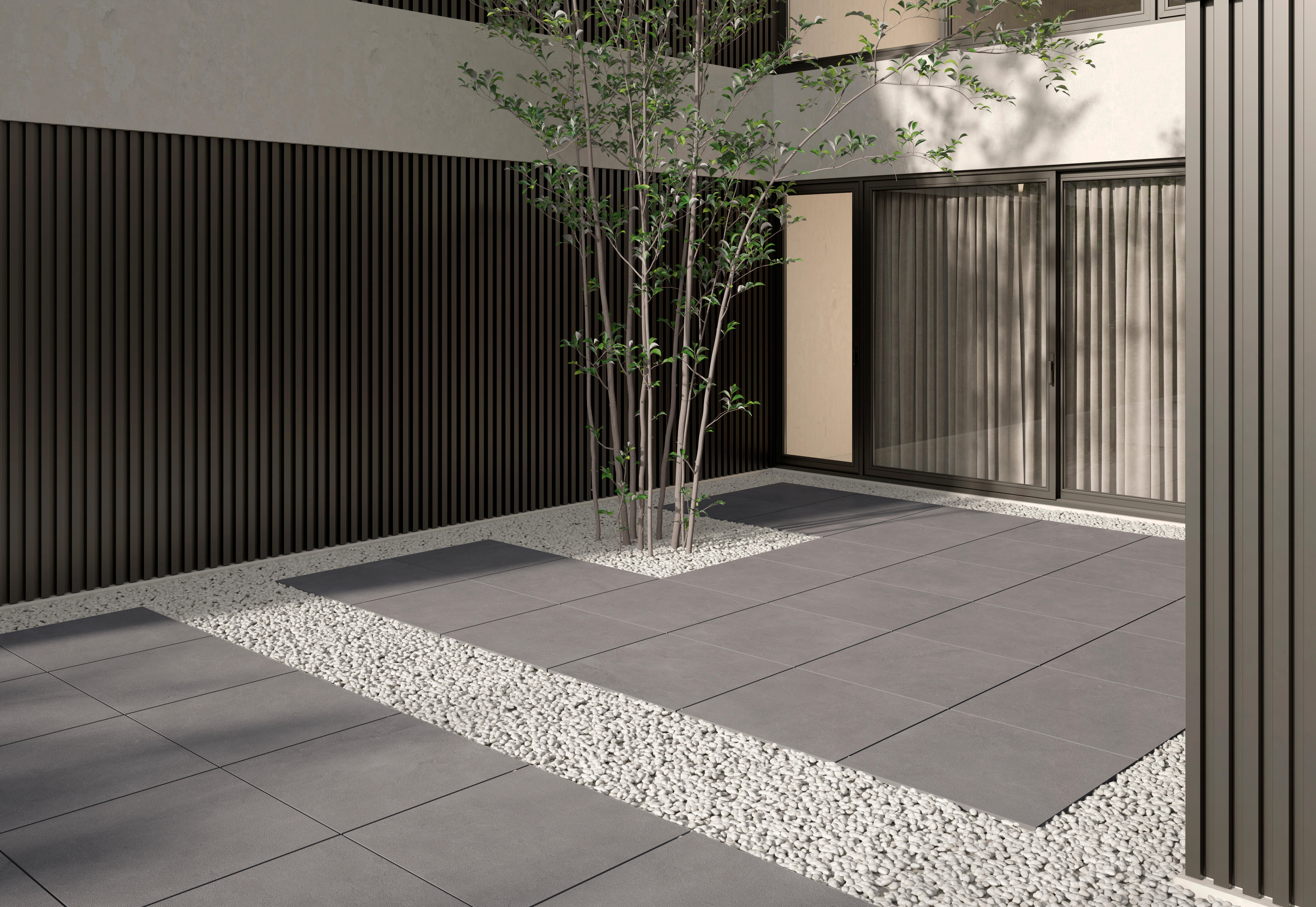 Suelo porcelánico cala efecto piedra negro 90x90 cm c3