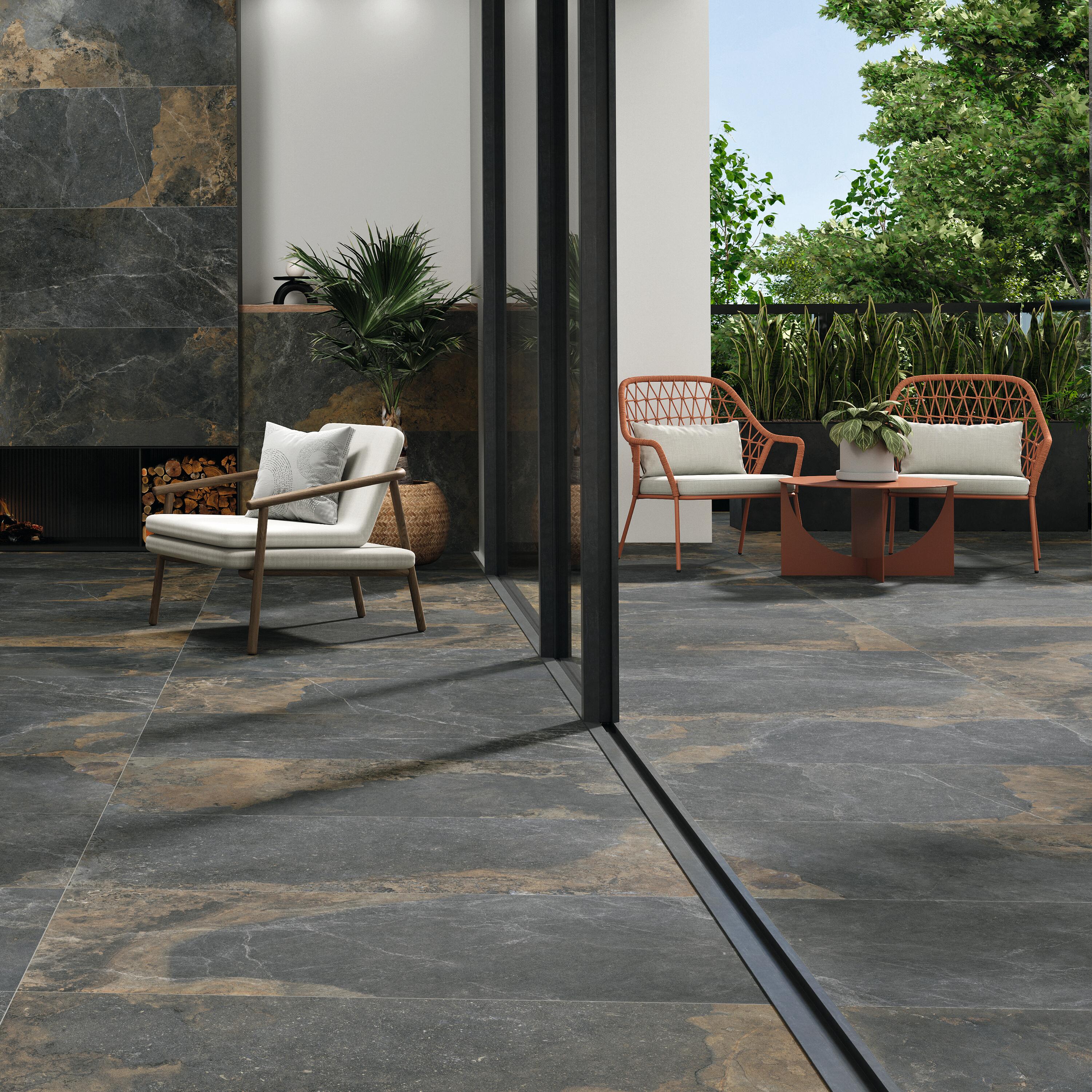 Suelo porcelánico Ulmo efecto piedra natural 59.5x120 cm C3 ARTENS ...