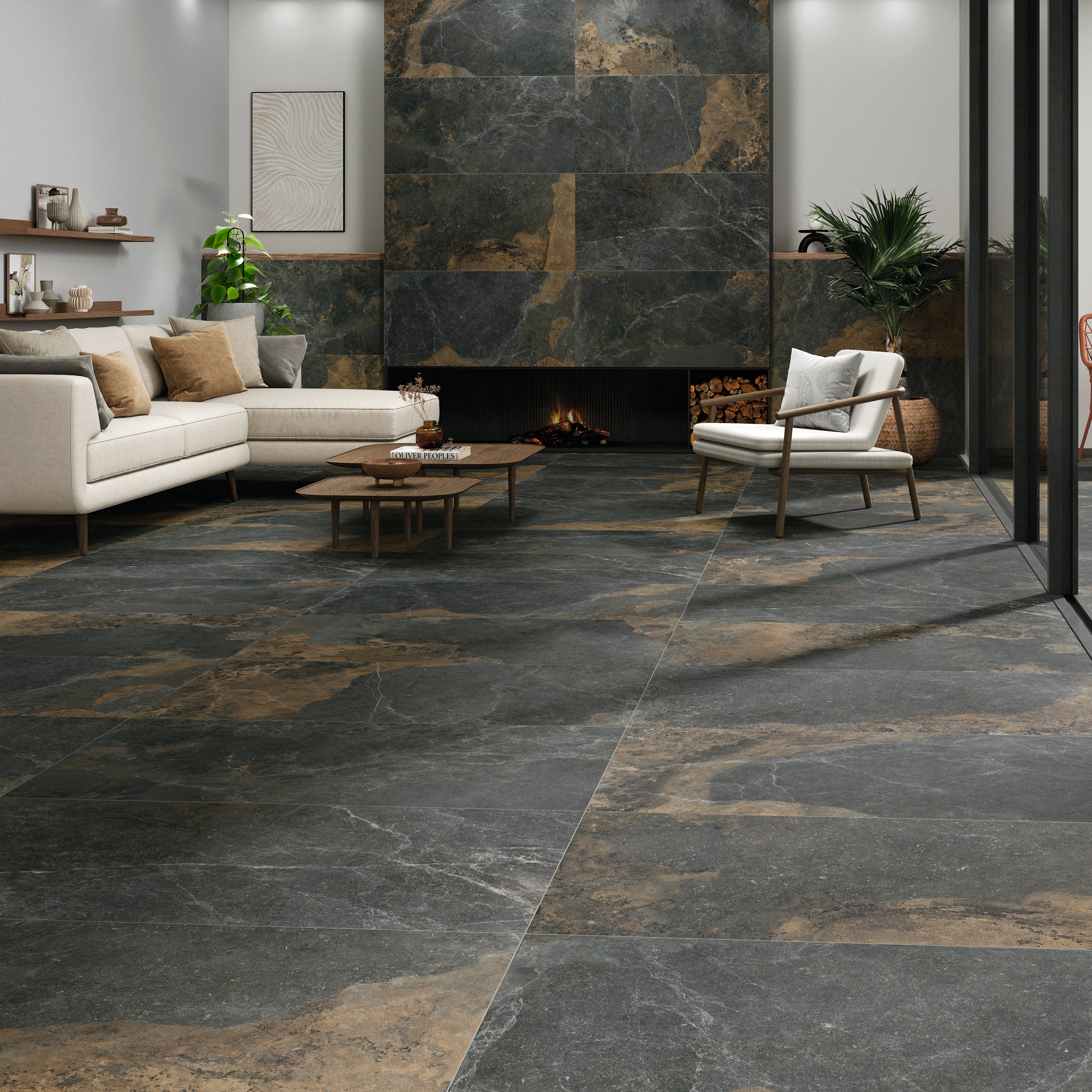 Suelo/azulejo porcelánico ulmo efecto piedra natural 59.5x120 cm c1 artens