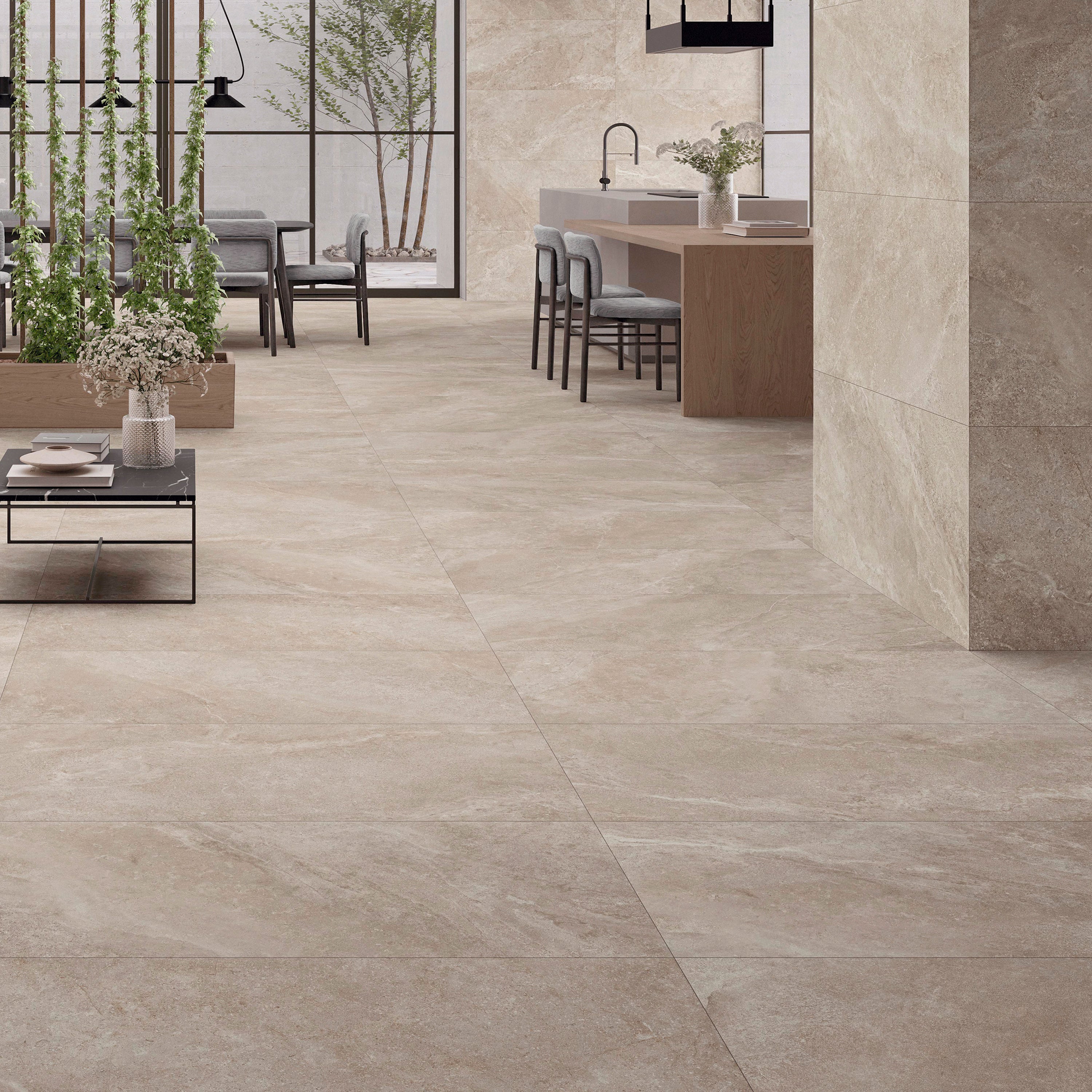 Suelo/azulejo porcelánico nuances efecto piedra natural 59.9x120 cm
