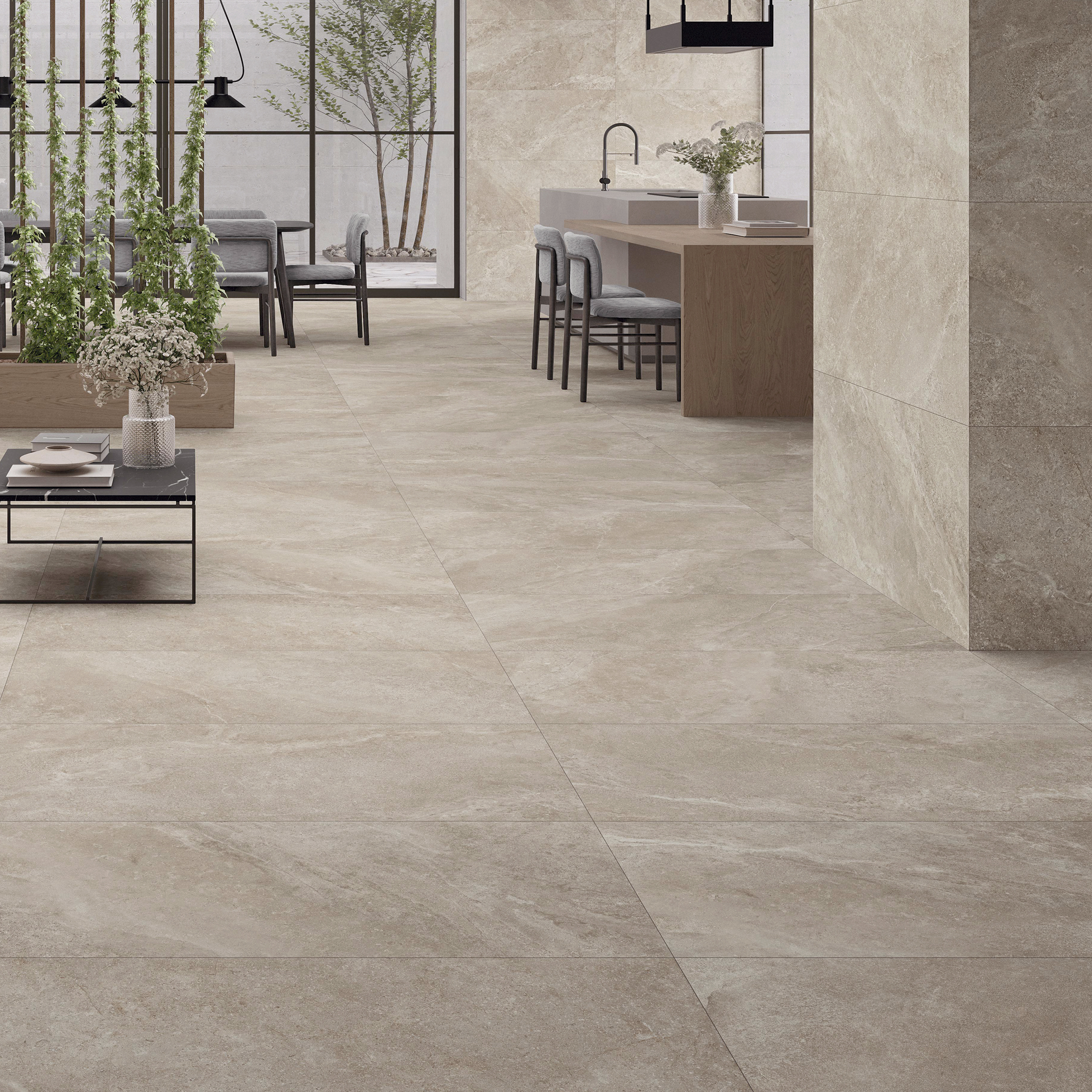 Suelo/azulejo porcelánico nuances efecto piedra natural 59.9x120 cm