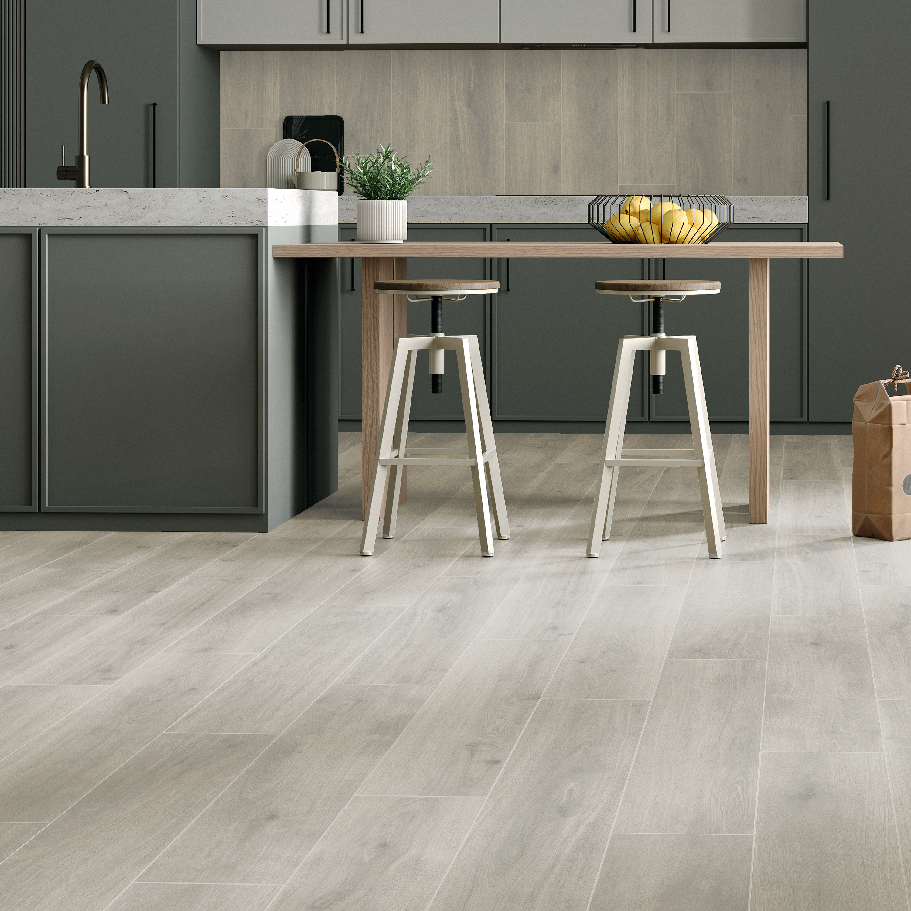 Suelo porcelánico nivala efecto madera gris 23x120 cm