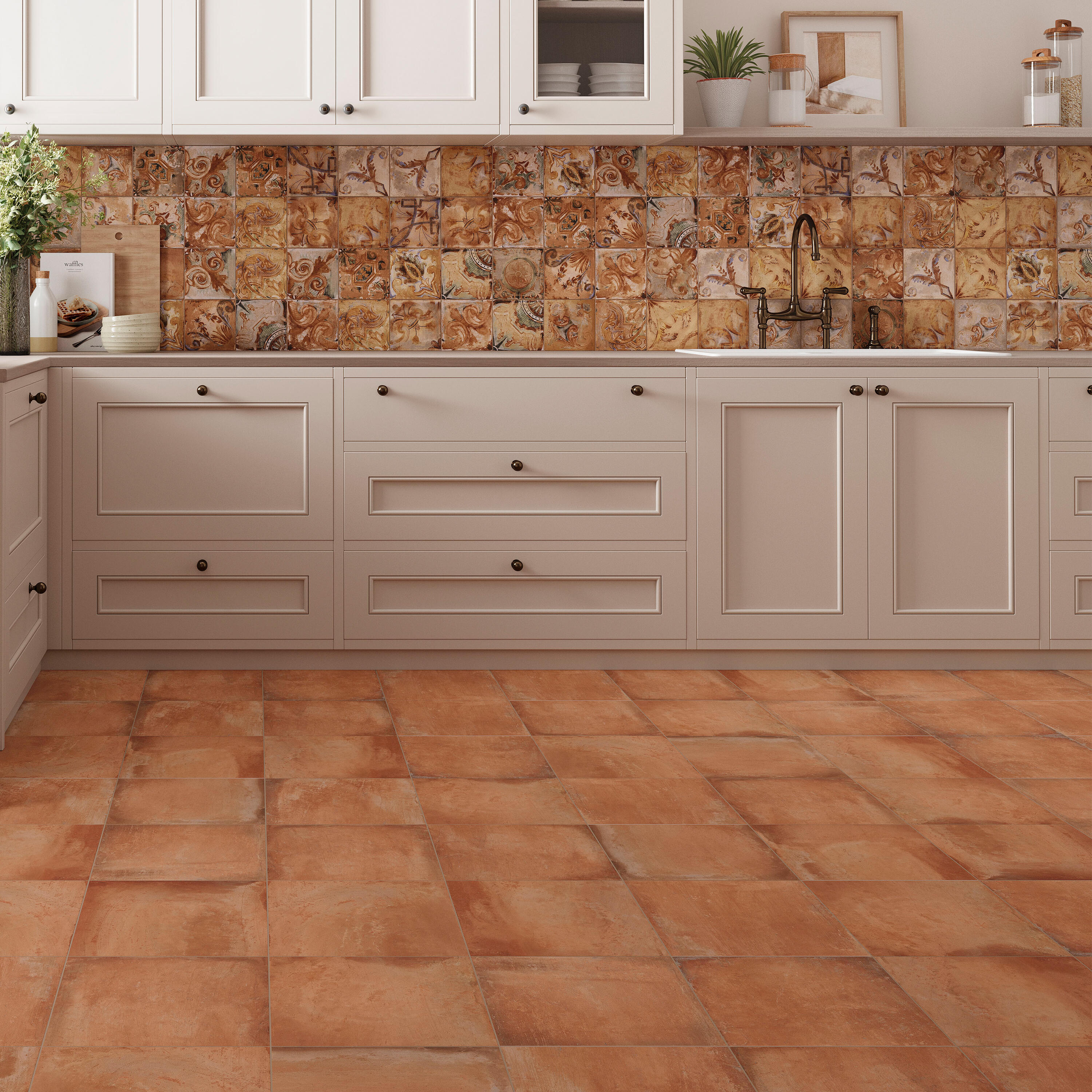 Suelo porcelánico ceres efecto terracota cotto 32.5x32.5 cm c1 artens