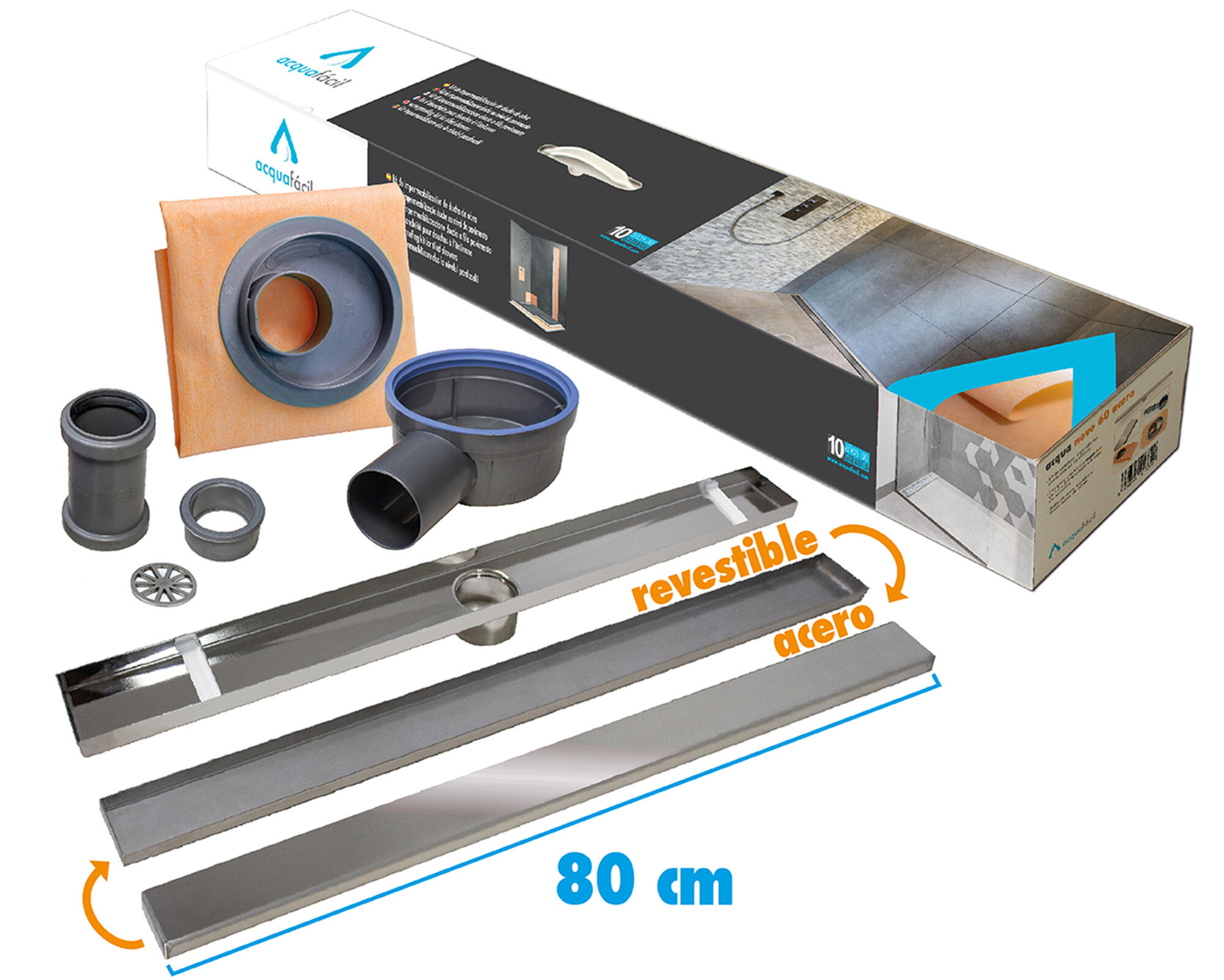 Kit plato ducha c/rejilla 80 duo lisa