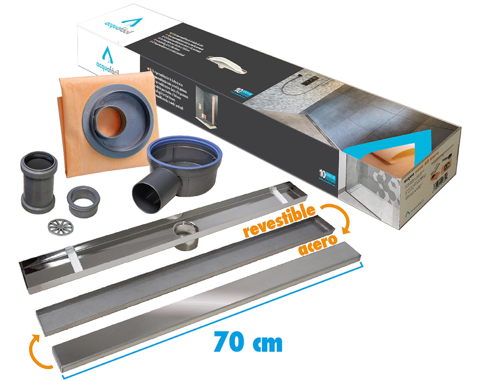 Kit plato ducha c/rejilla 70 duo lisa
