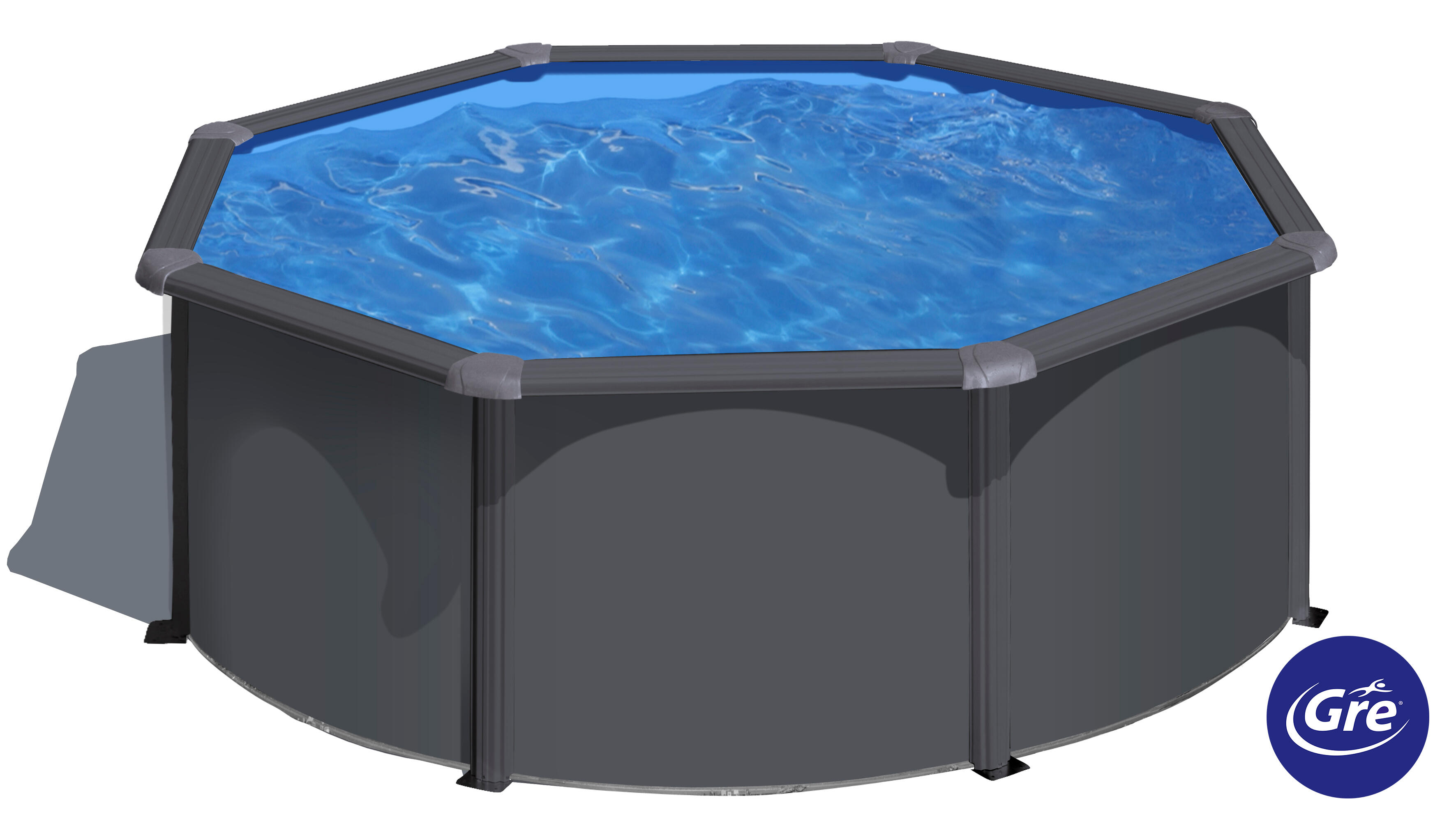 Piscina desmontable de acero imitación antracita redonda gre ø 3 x 1,2 m