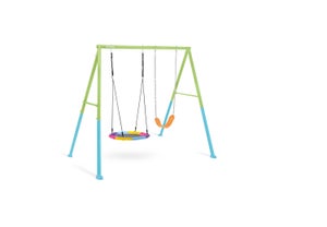 Relaxdays Balançoire ronde pour enfants et adultes - Réglable - Diamètre : 80 cm - Jusqu'à 100 kg - Bleu