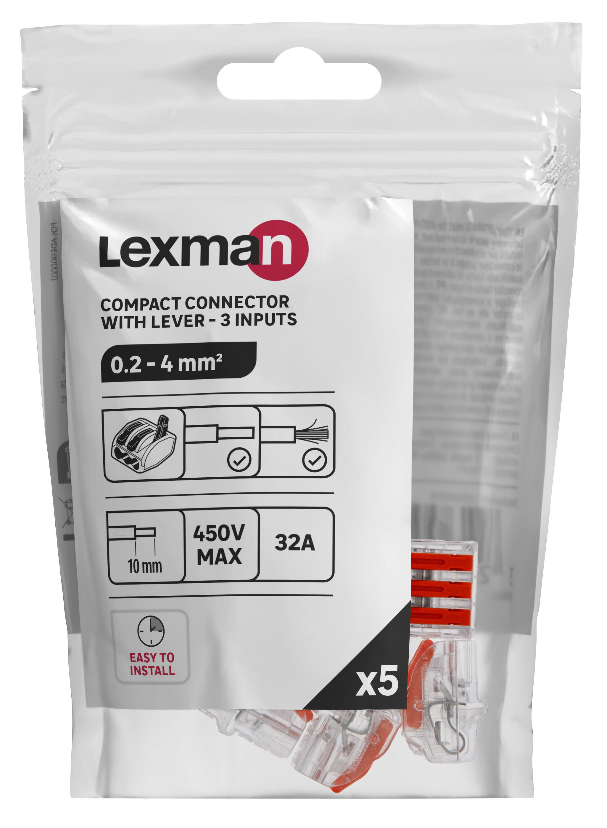 Szybkozłączka automatyczna 3 x 0,2-4 mm 5 sztuk LEXMAN - 4