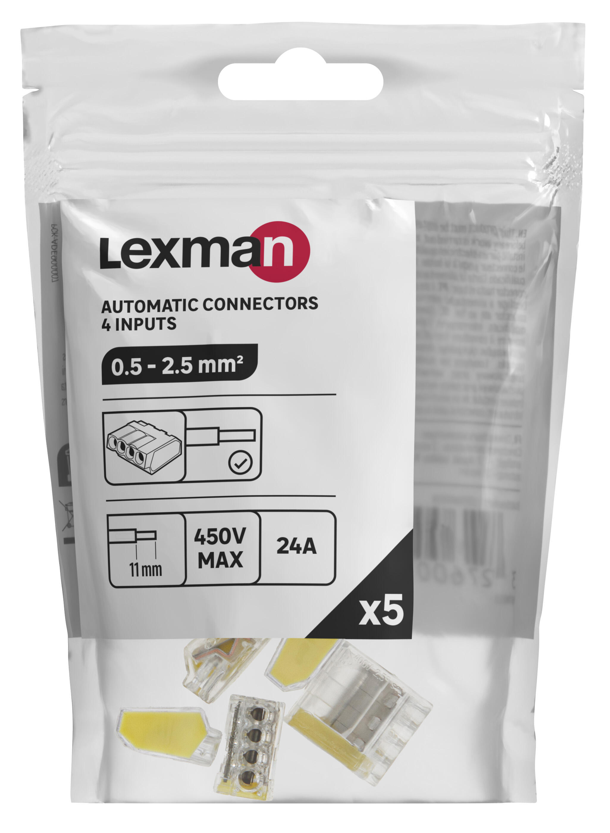 Szybkozłączka automatyczna elektryczna 4x0,5-2,5 mm 5 sztuk LEXMAN - 3