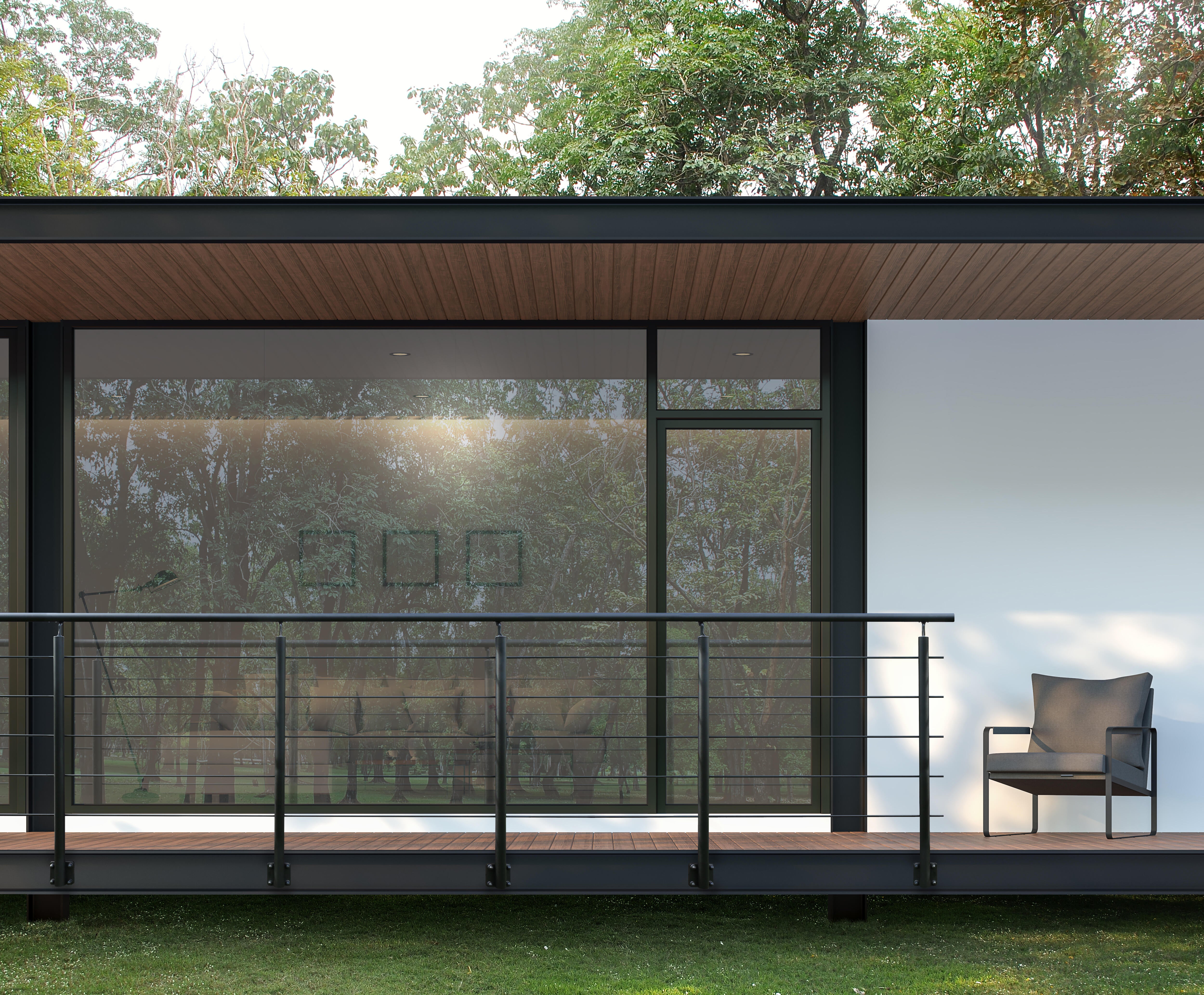 Balaustra in kit BURGER OPALU FULL BLACK in alluminio nero L 200 cm - 3