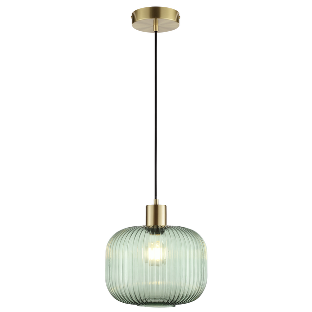 Lampadario Glamour Dipsy ottone paralume verde E27 Ø25cm INSPIRE
