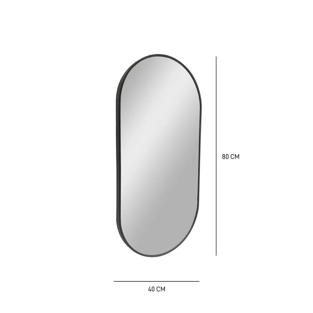 Specchio ovale in pvc nero 40 x 80 cm - 3