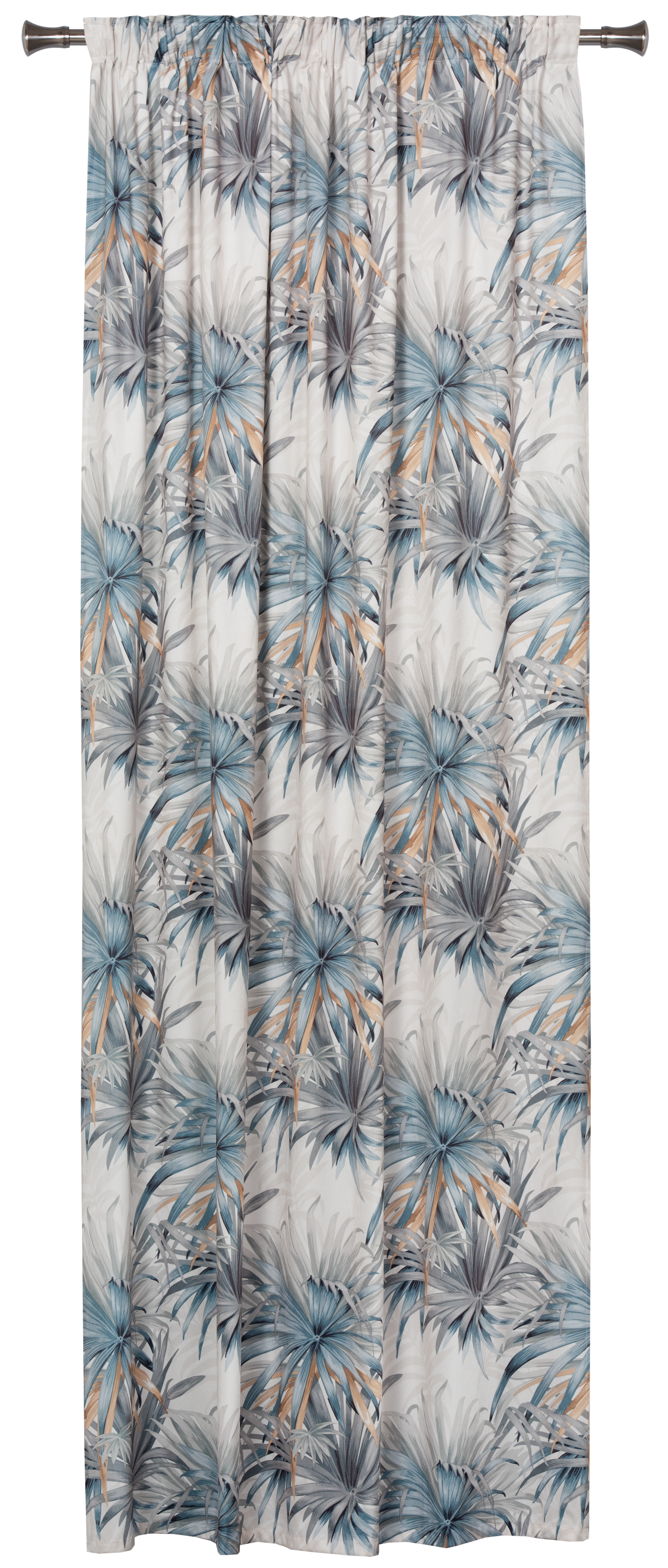 Zasłona Maui Liście niebieska 140 x 280 cm na taśmie