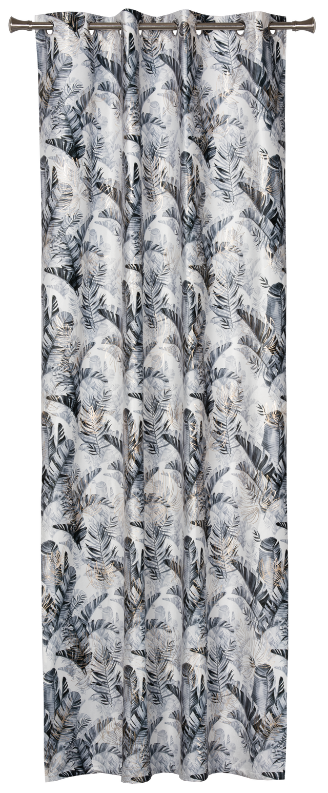 Zasłona Samui Liście szaro-srebrna 140 x 260 cm