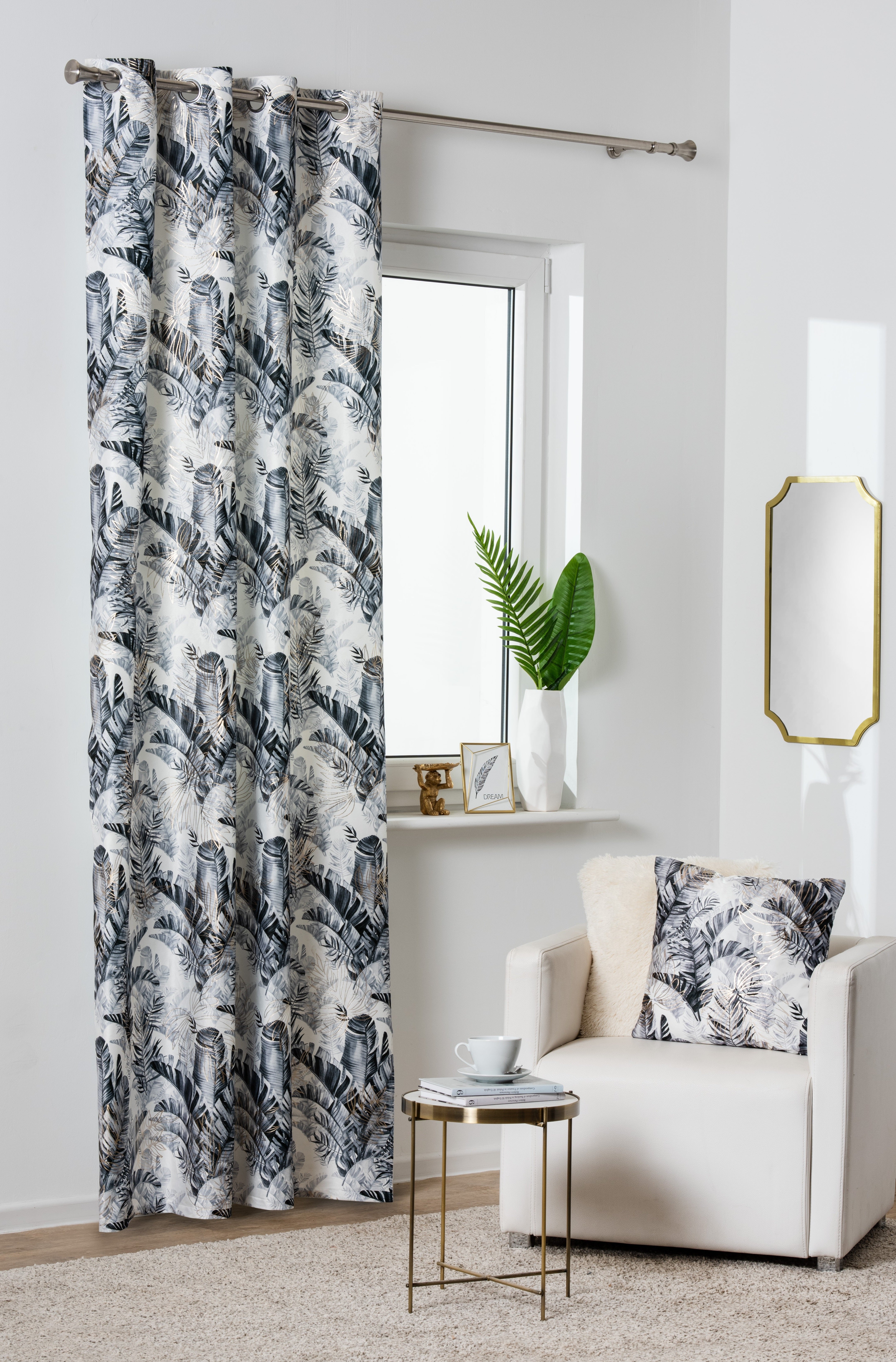 Zasłona Samui Liście szaro-srebrna 140 x 260 cm - 2