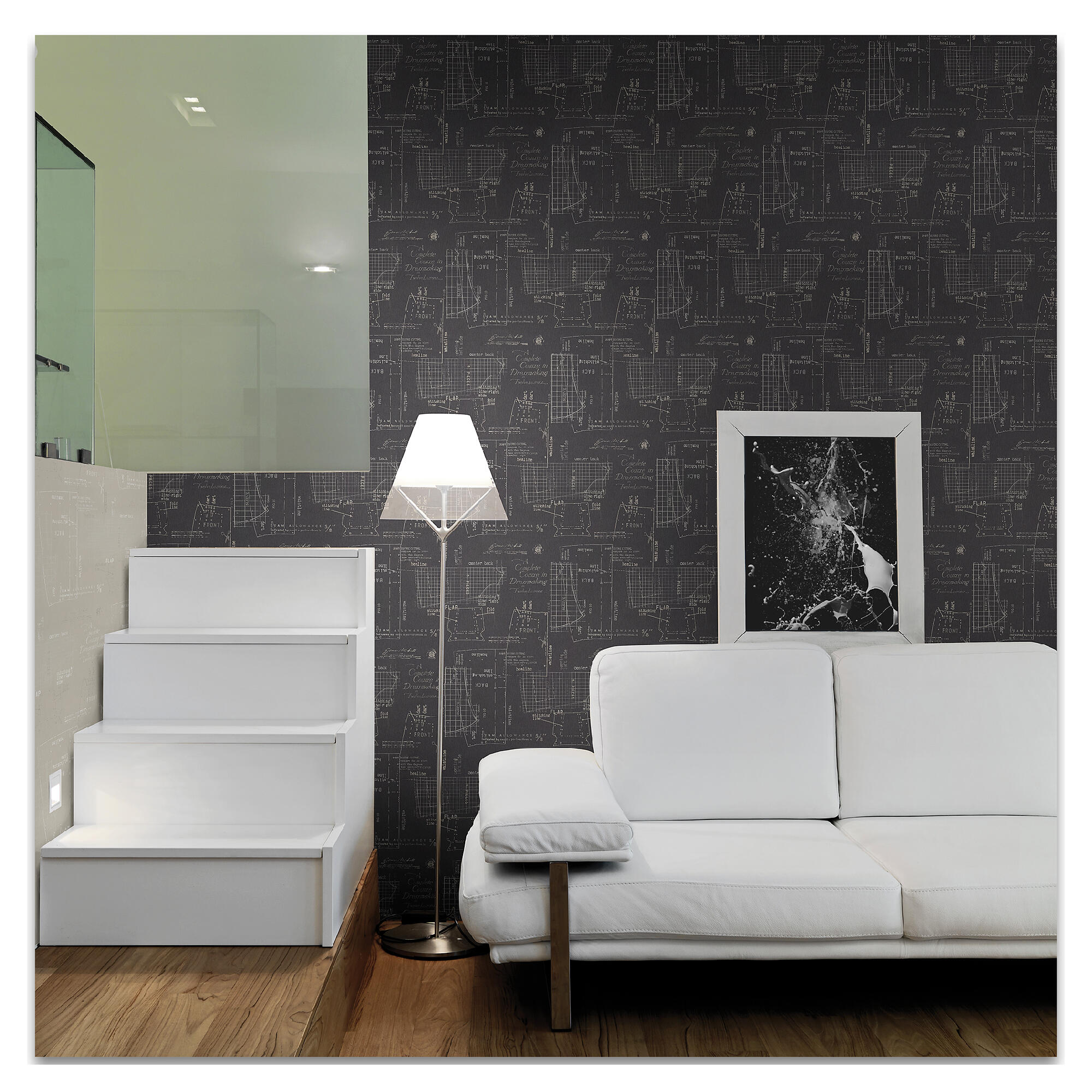 Papel pintado vinílico patrón gris 0,53x10 metros