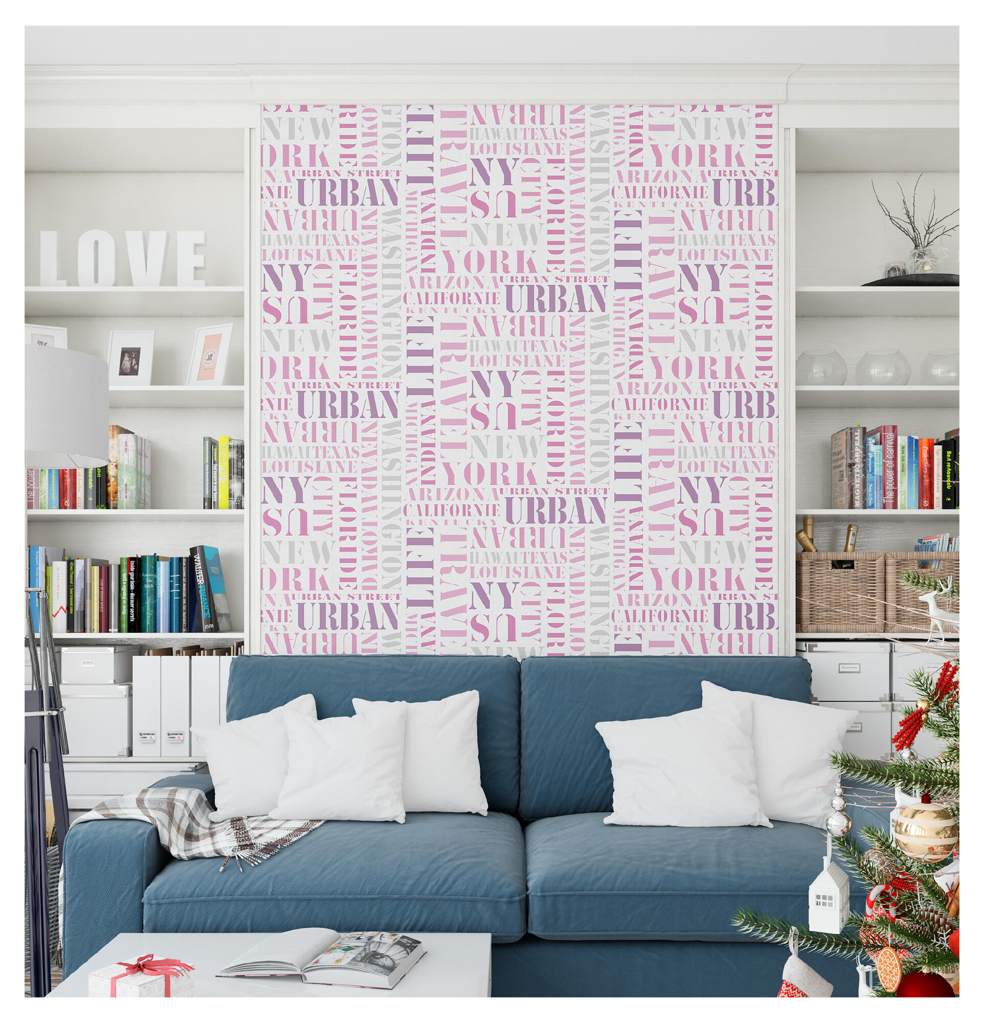Papel pintado vinílico letras rosa 0,53x10 metros