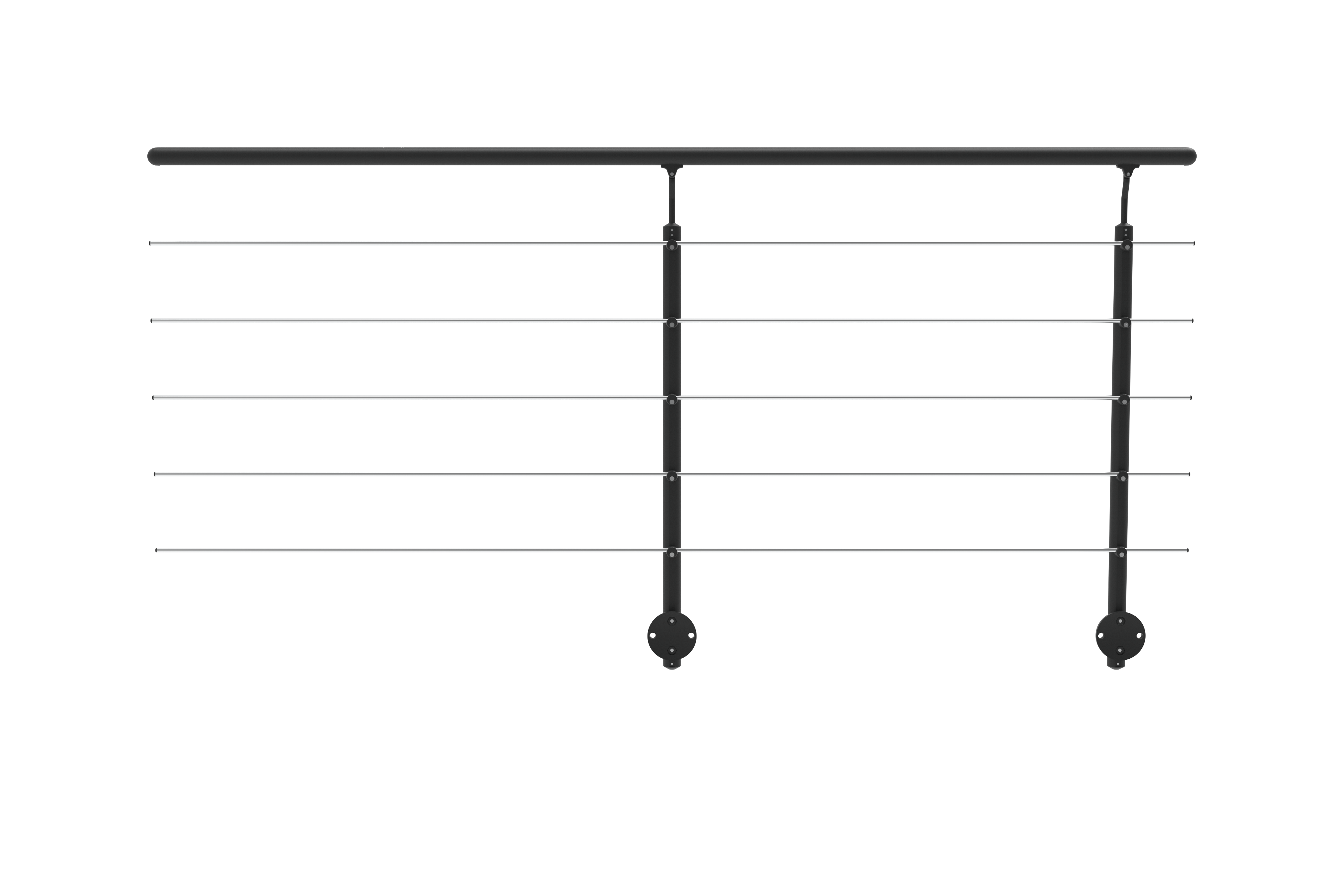 Kit garde-corps Obapi gris foncé, fixation latérale, L. 2m - 2