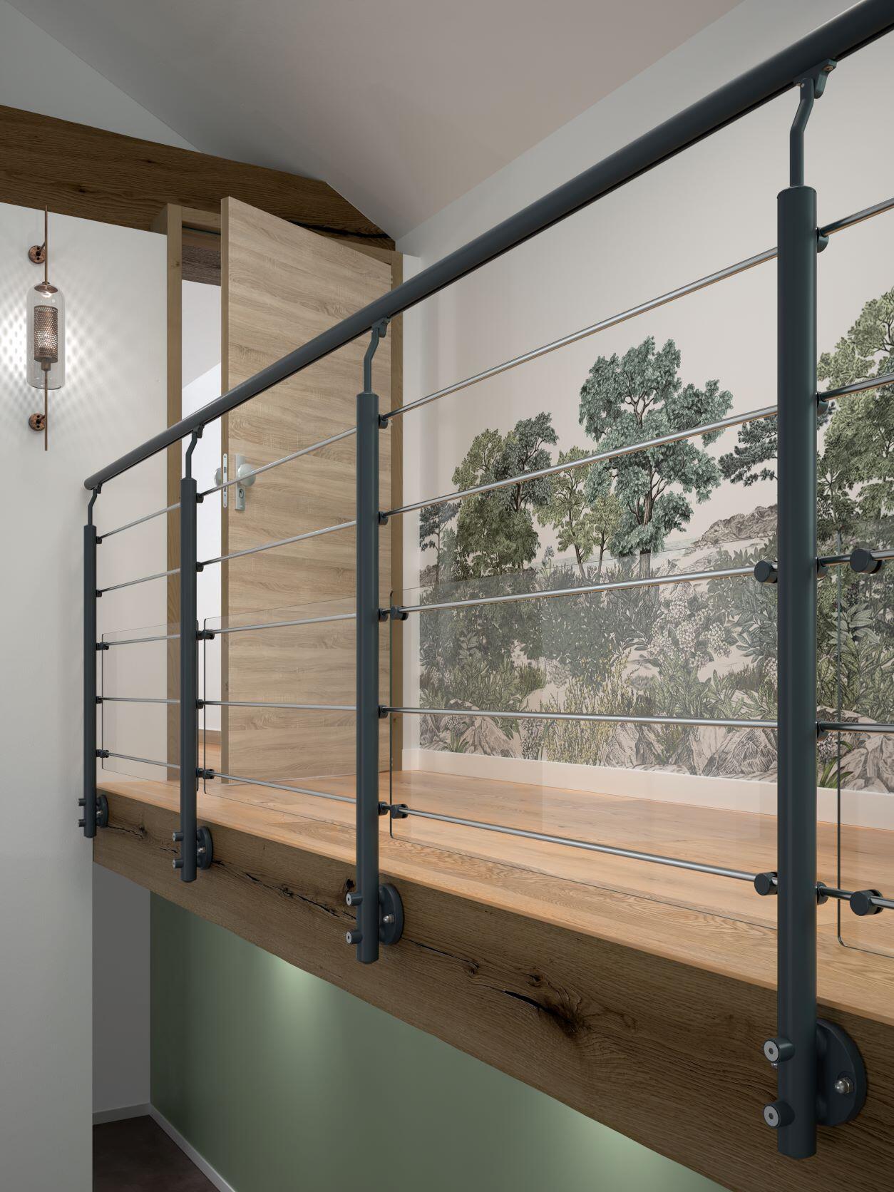 Visserie garde-corps OBAPI à plat/latéral intérieur sol bois - 4