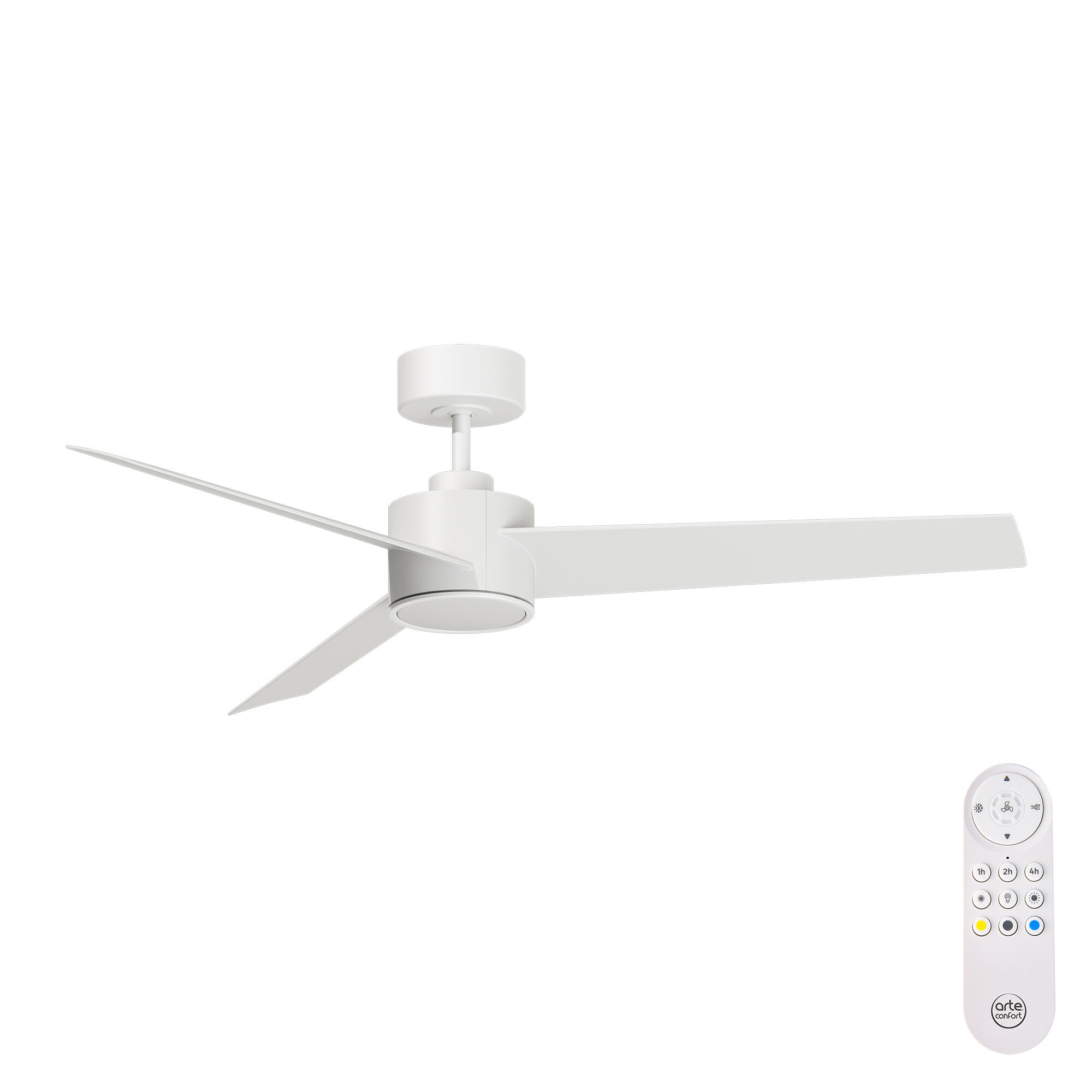 Ventilador de techo con luz silencioso dc arte confort brioso blanco 132 cm